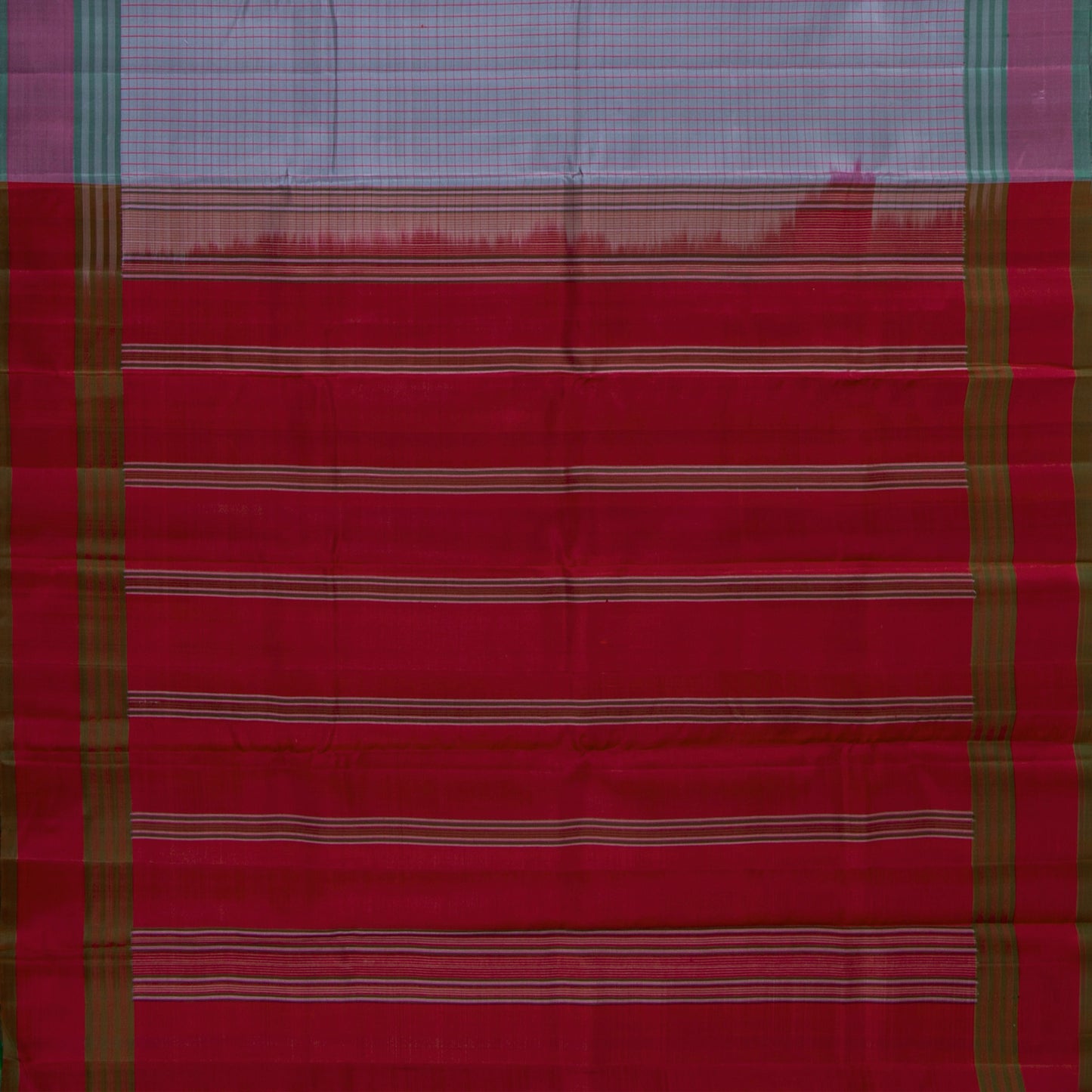 Blue And Red Kanchipuram Silk Saree No Zari For Festive Wear PV KNN 270