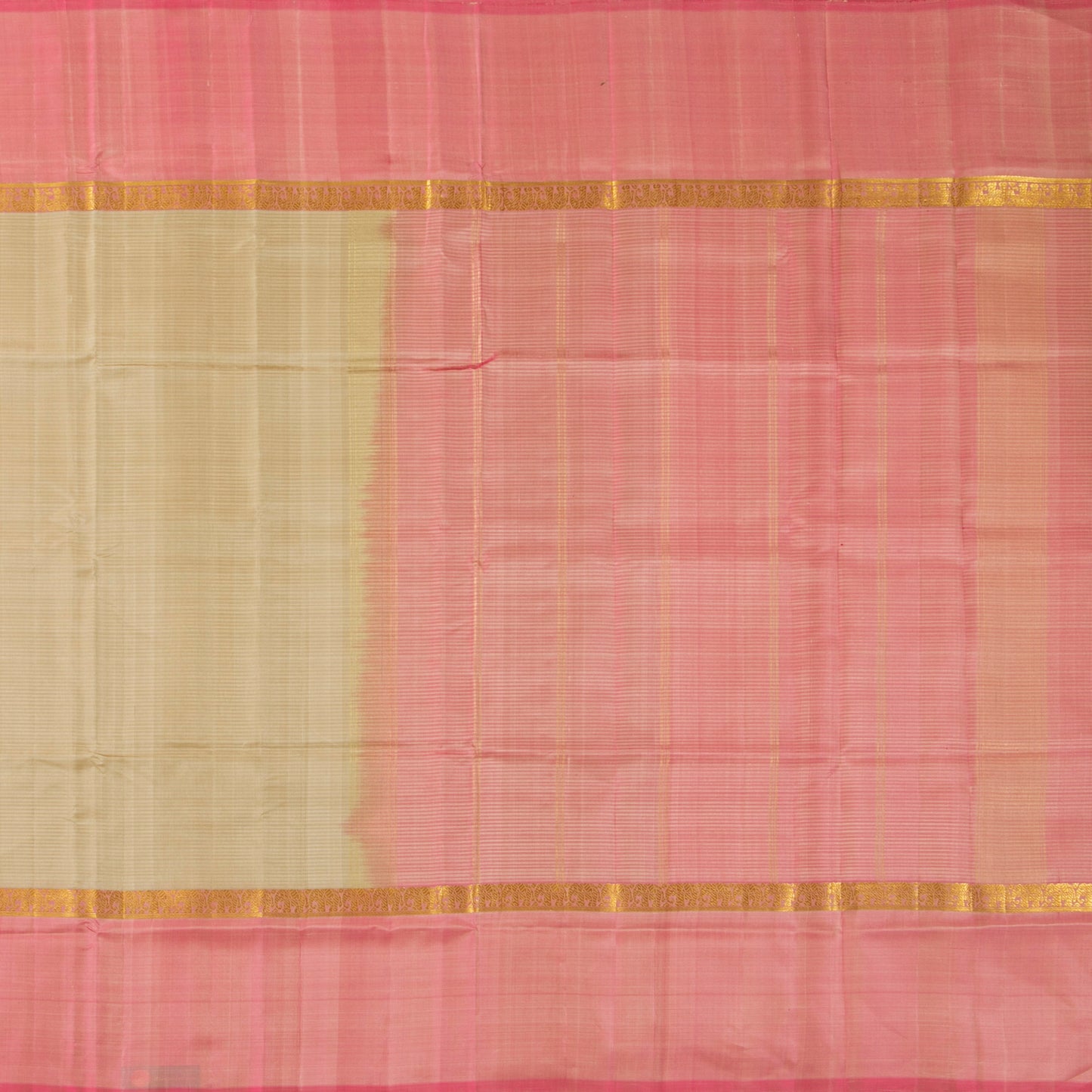 Beige And Pink Kanchipuram Silk Saree For Festive Wear PV KNN 255