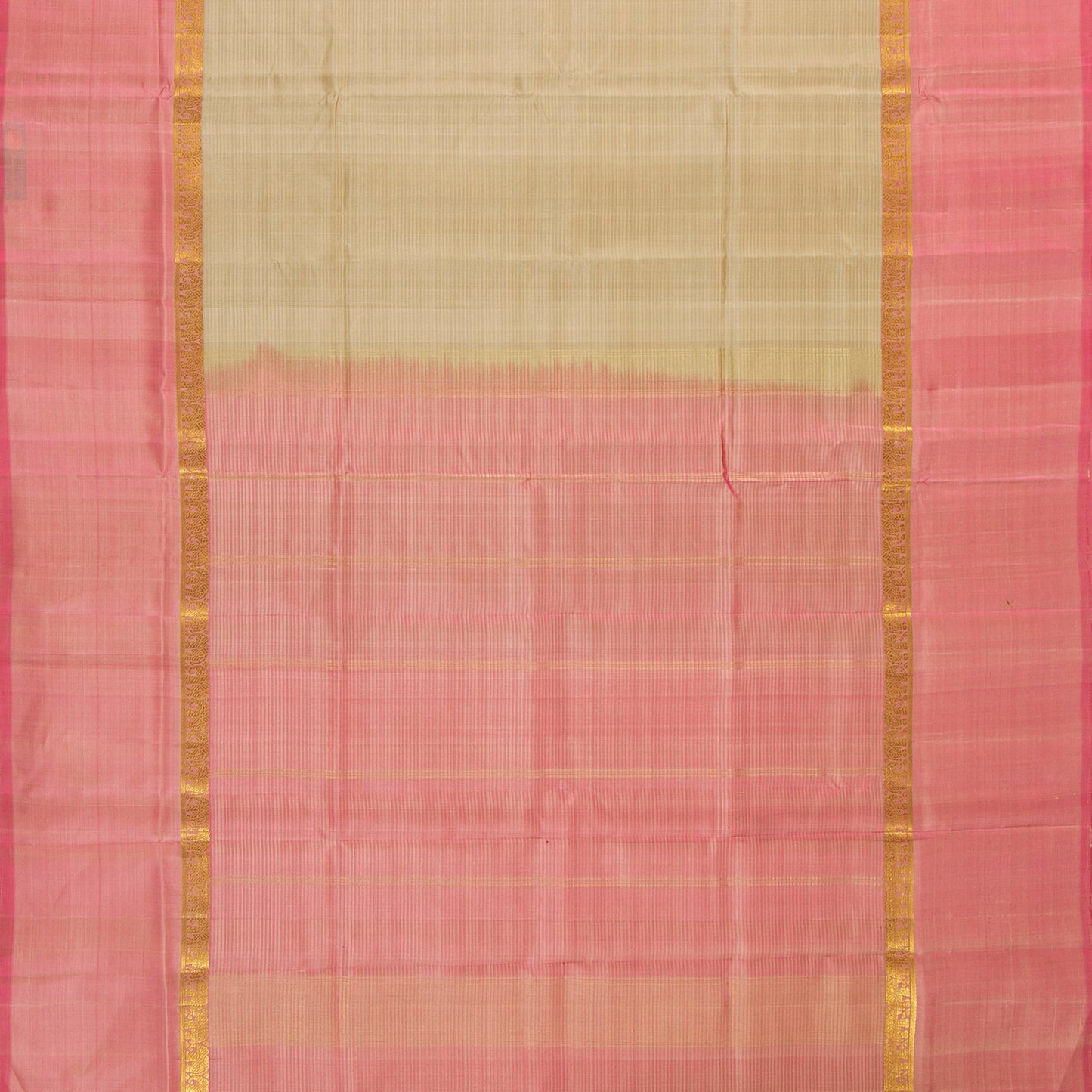 Beige And Pink Kanchipuram Silk Saree For Festive Wear PV KNN 255