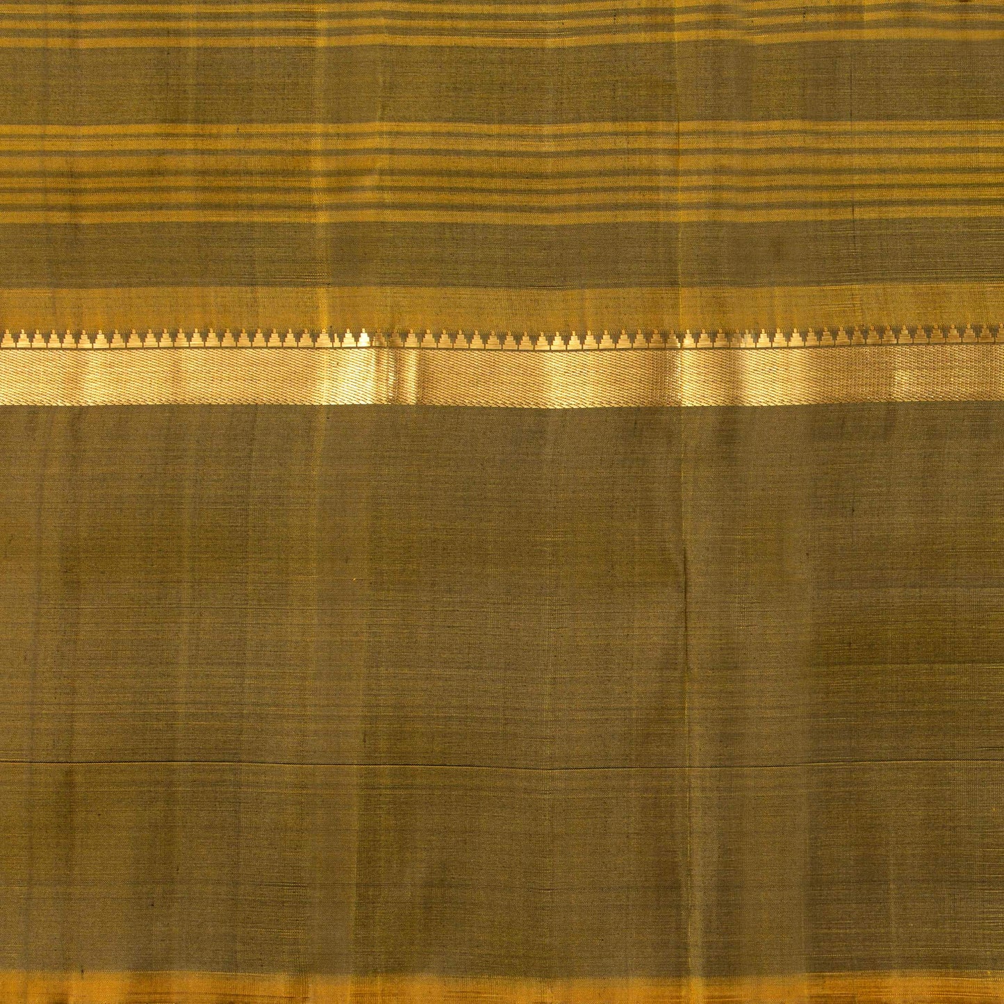 Green And Mustard Kanchipuram Silk Saree For Festive Wear PV KNN 256