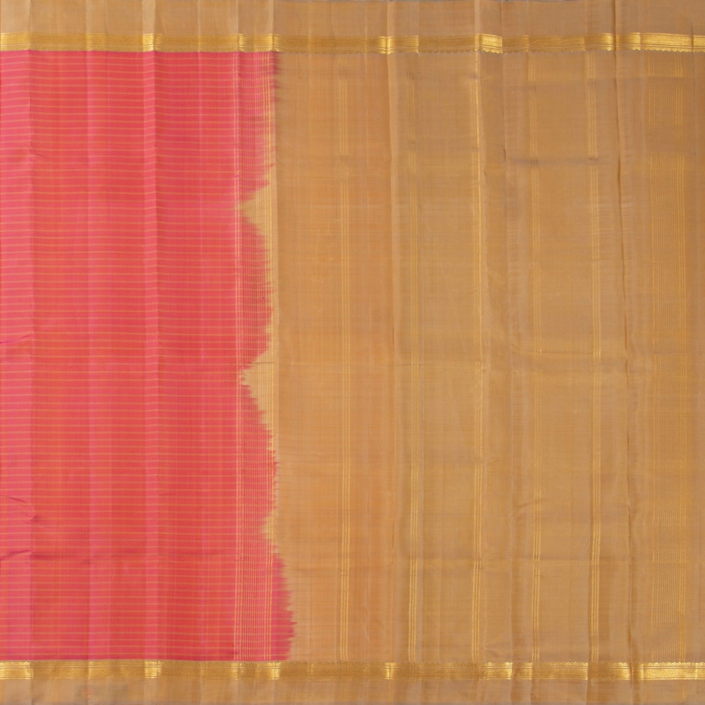 Peach And Beige Kanchipuram Silk Saree For Festive Wear PV KNN 273