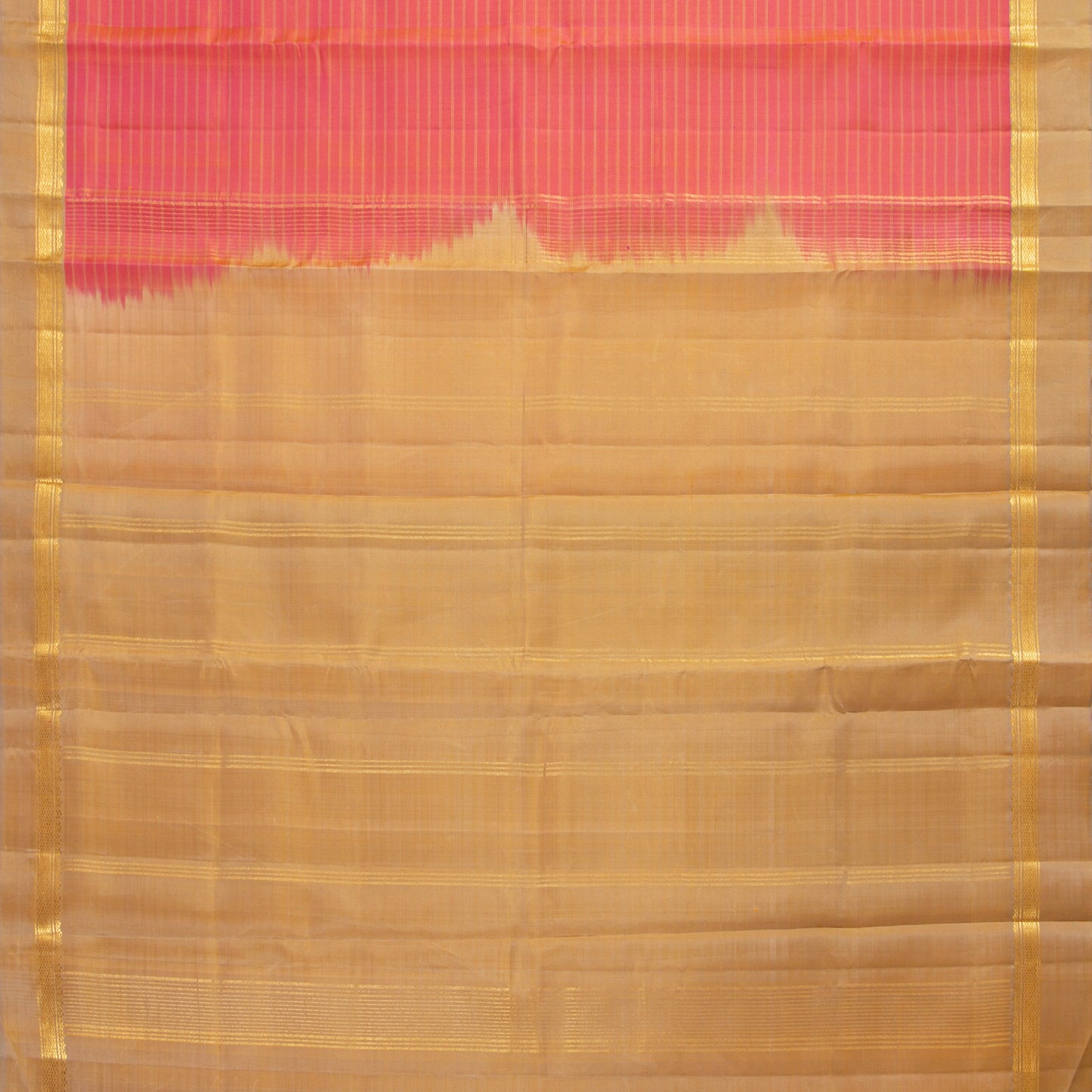 Peach And Beige Kanchipuram Silk Saree For Festive Wear PV KNN 273