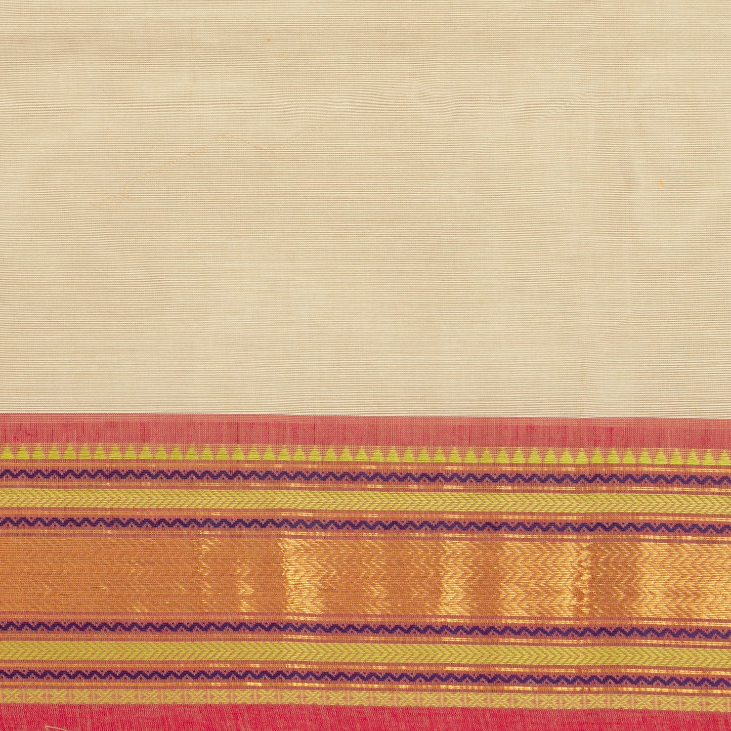 Off White And Pink Kanchi Cotton Saree For Festive Wear PV MM KC 810