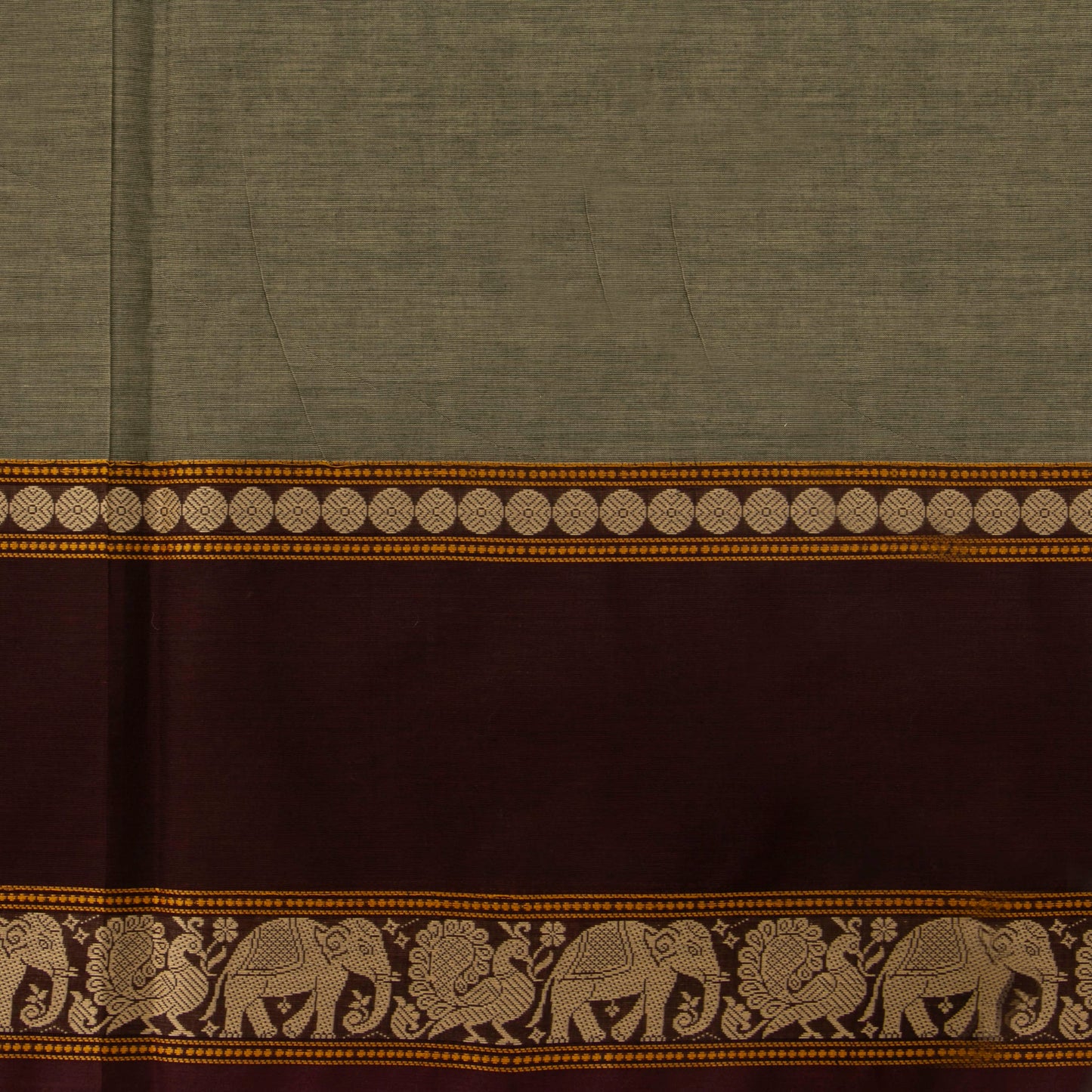 Grey And Maroon Vanasingaram Kanchi Cotton Saree For Festive Wear PV MM KC 659