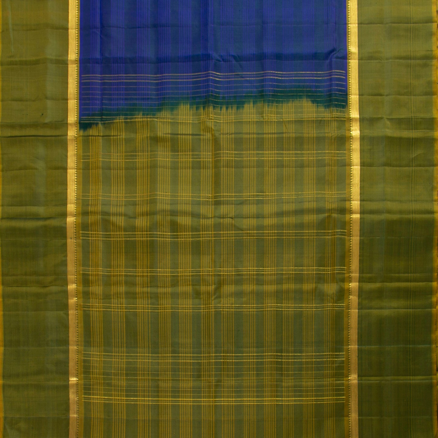 Blue And Green Kanchipuram Silk Saree For Wedding Wear PV KNN 251