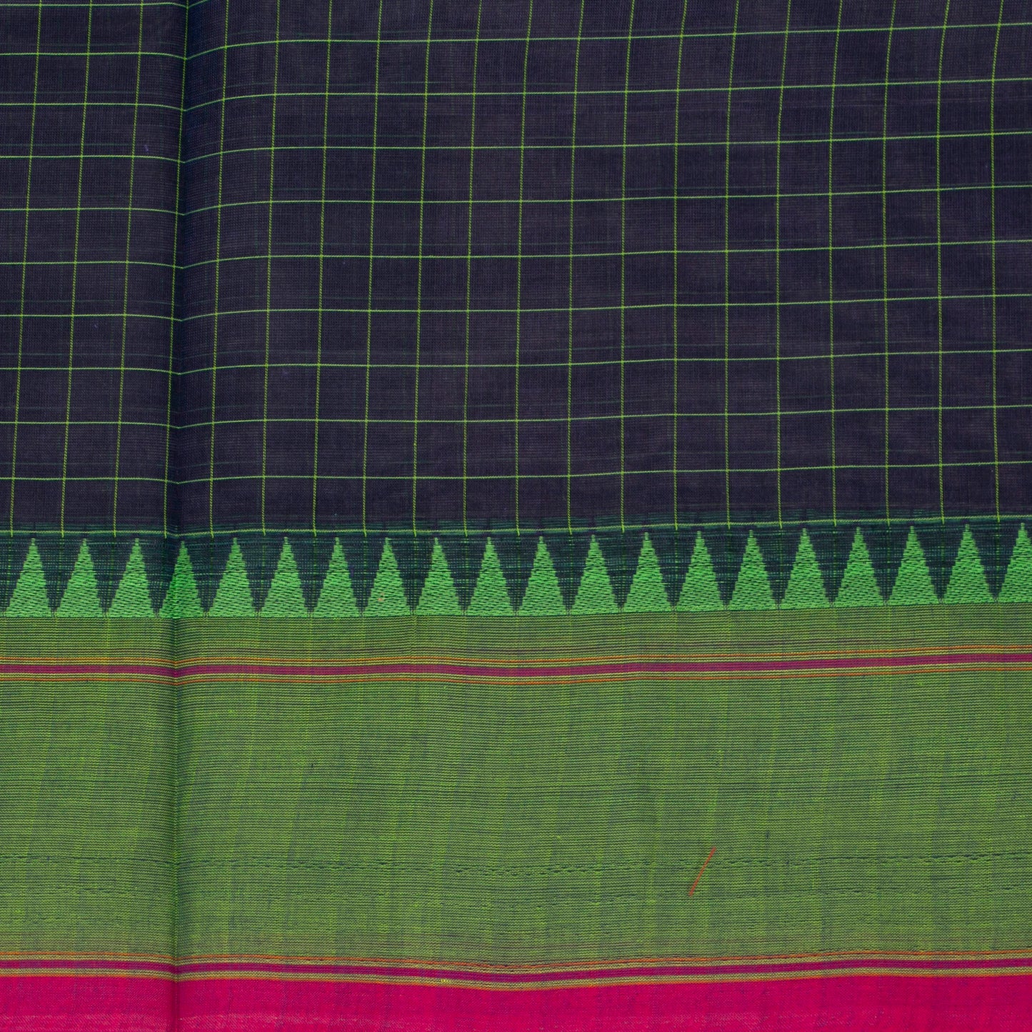 Navy Blue And Green Kanchi Cotton Saree For Festive Wear PV MM KC 626