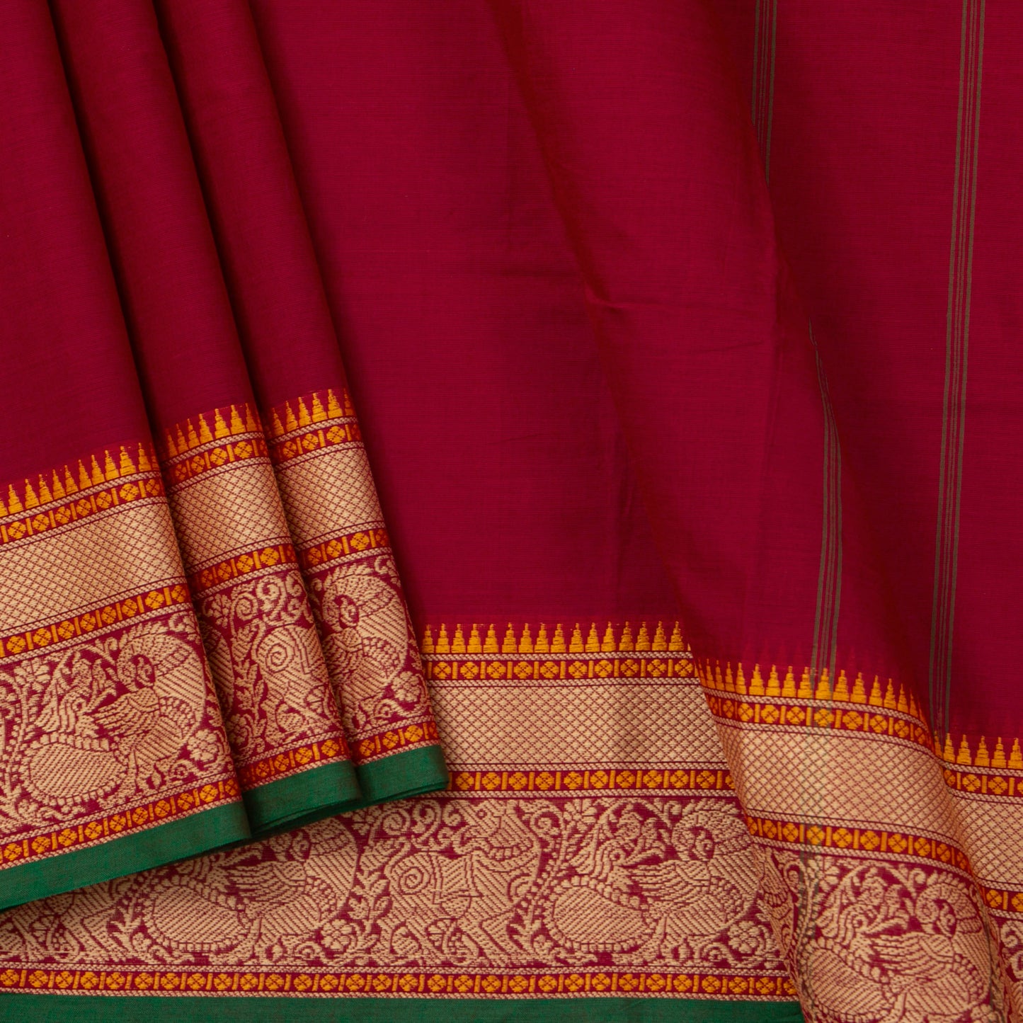 Maroon Kanchi Cotton Saree With Silk Thread Border For Festive Wear PV MM KC 317