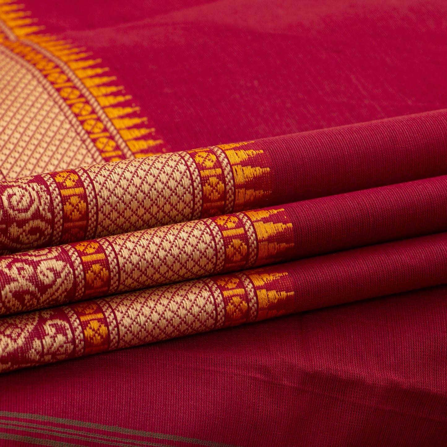 Maroon Kanchi Cotton Saree With Silk Thread Border For Festive Wear PV MM KC 317
