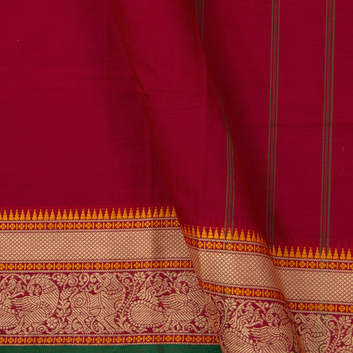 Maroon Kanchi Cotton Saree With Silk Thread Border For Festive Wear PV MM KC 317