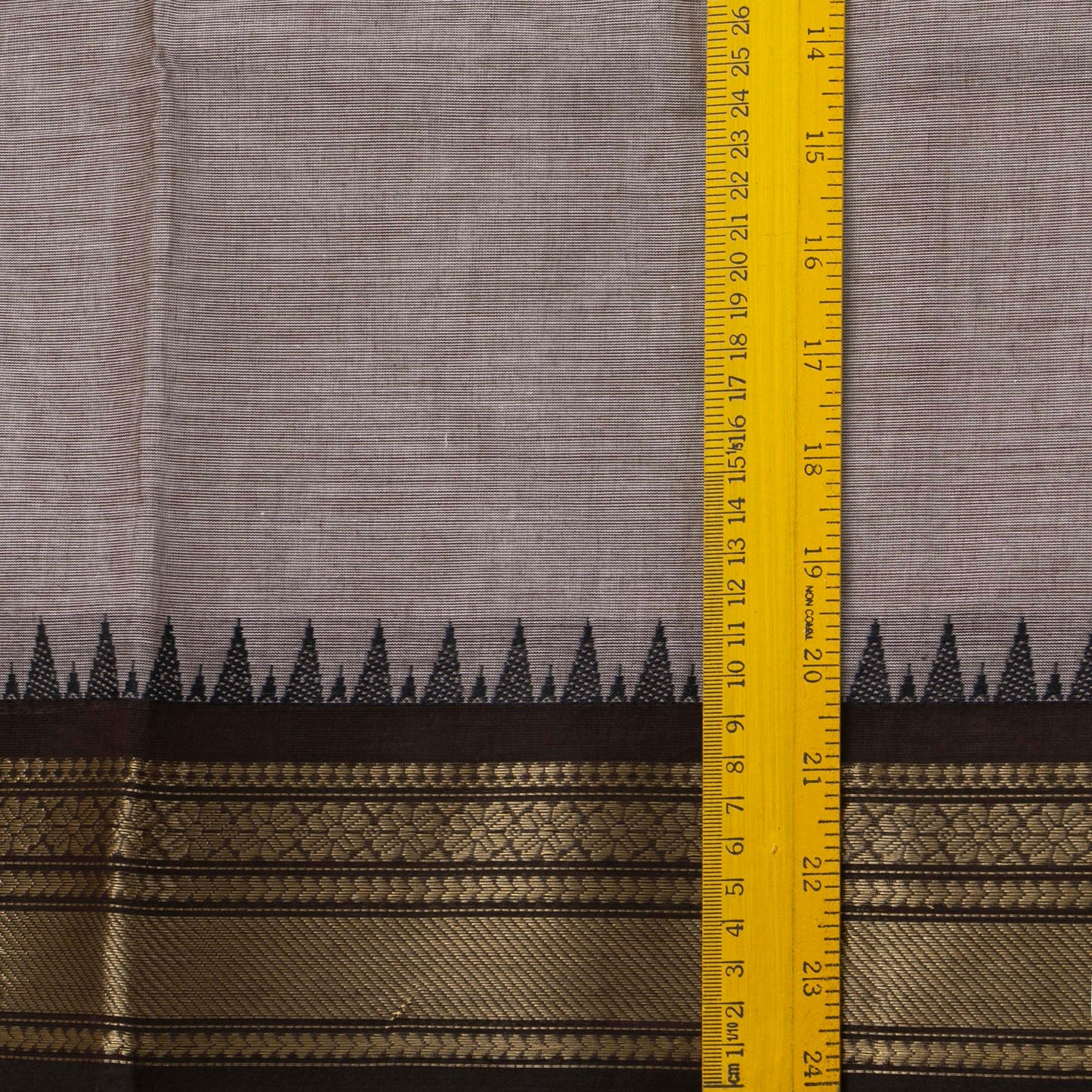 Grey And Black Kanchi Cotton Saree For Office Wear PV MM KC 318