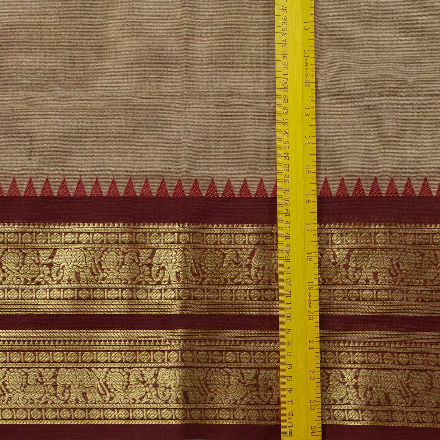 Beige And Maroon Kanchi Cotton Saree For Festive Wear PV MM KC 360