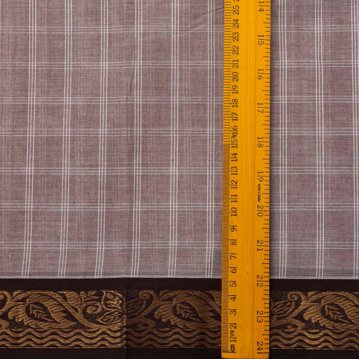 Beige And Brown Checked Kanchi Cotton Saree For Office Wear PV M KC 351