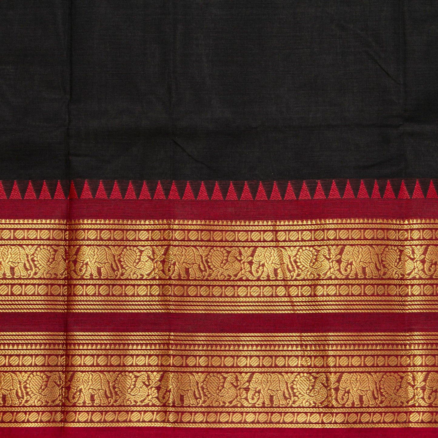 Black And Maroon Kanchi Cotton Saree For Festive Wear PV MM KC 700