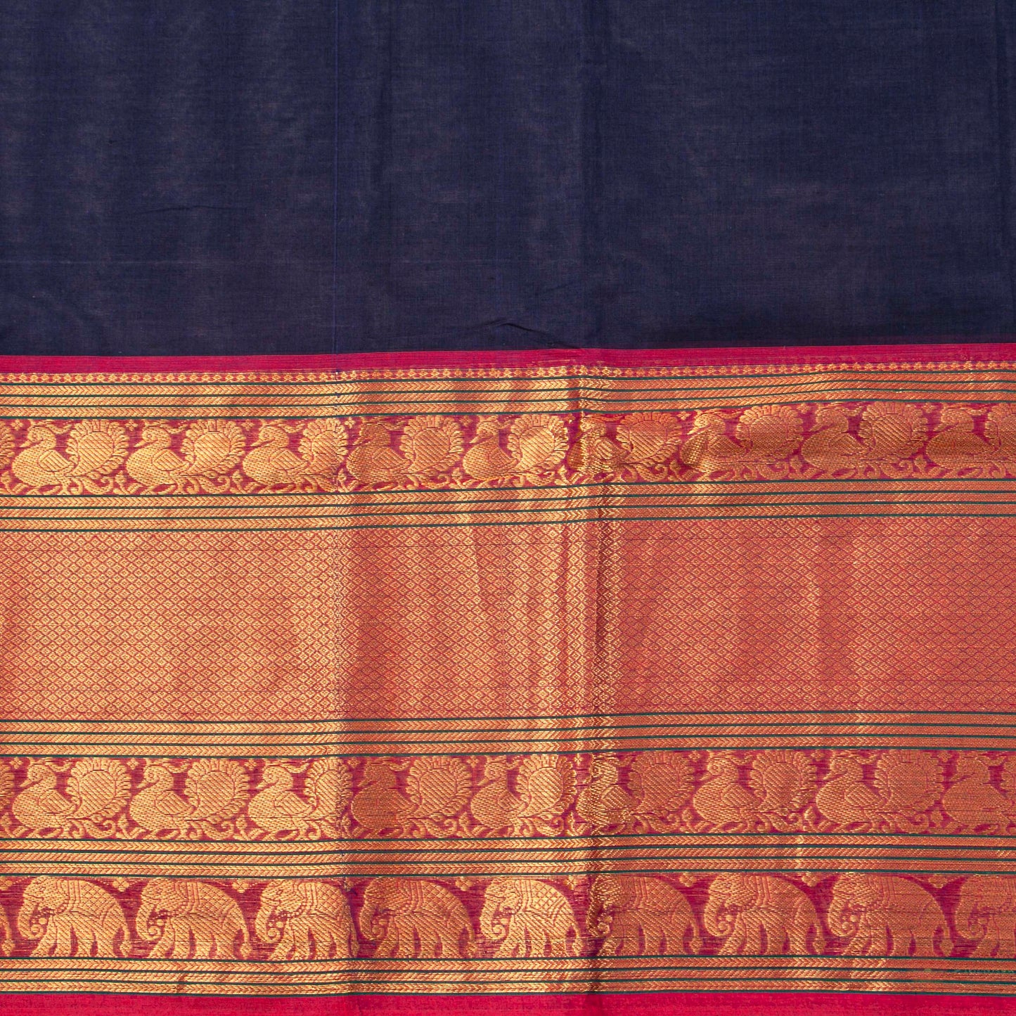 Blue And Magenta Kanchi Cotton Saree For Festive Wear PV MM KC 698