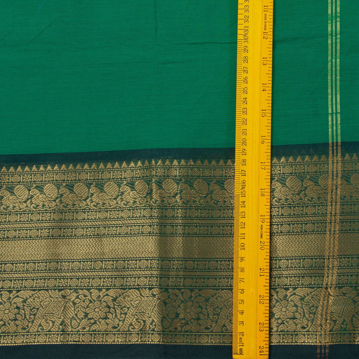 Green And Teal Kanchi Cotton Saree For Office Wear PV MM KC 355