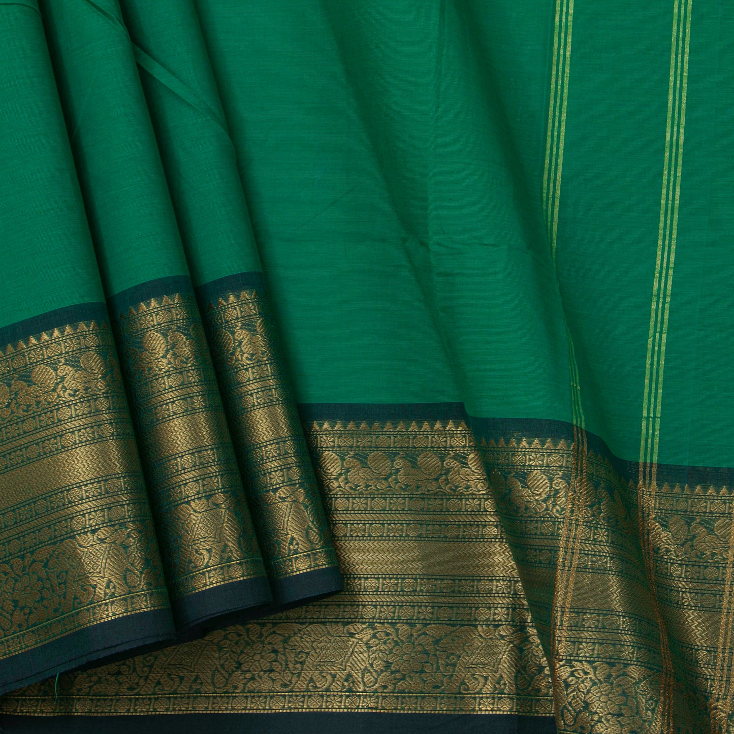 Green And Teal Kanchi Cotton Saree For Office Wear PV MM KC 355