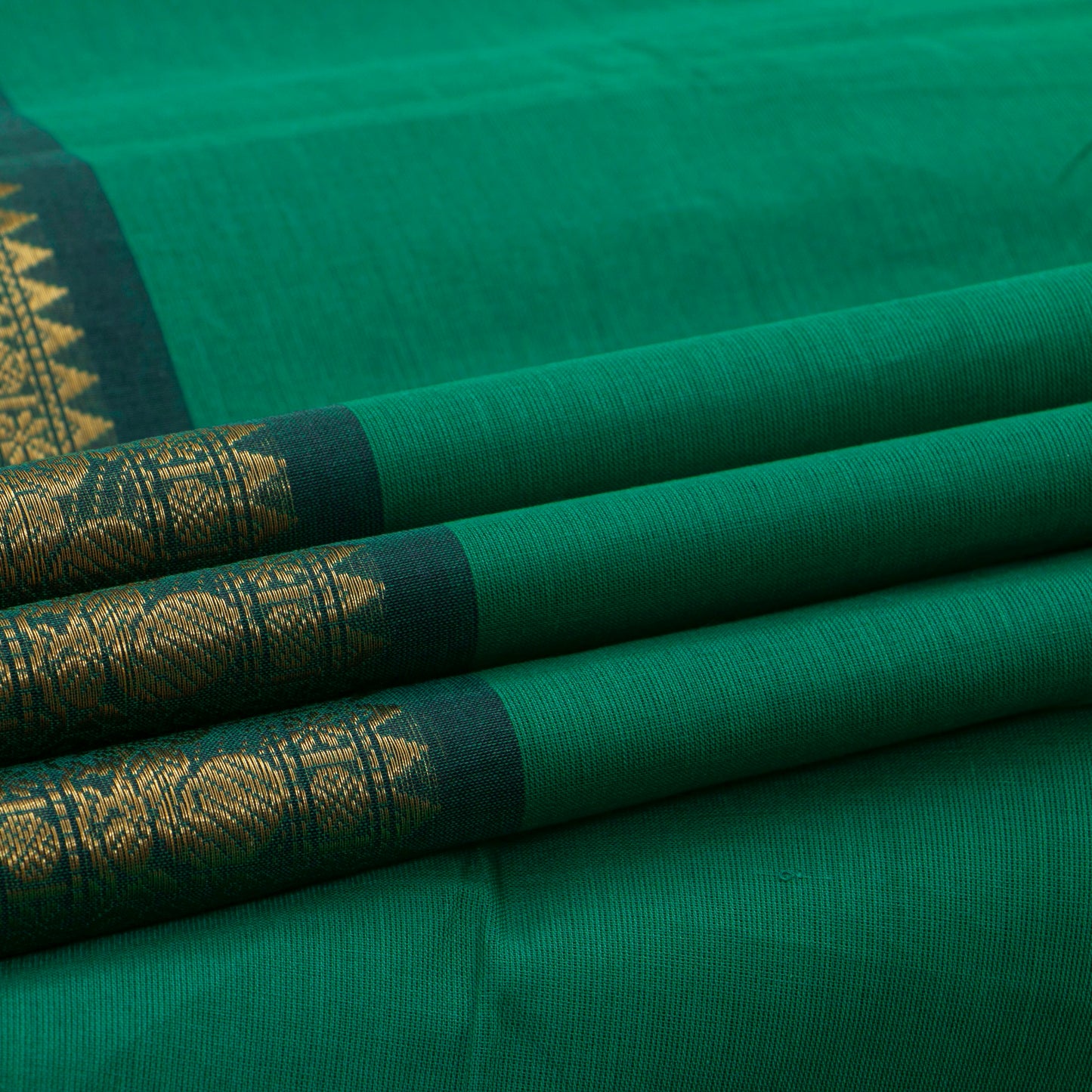 Green And Teal Kanchi Cotton Saree For Office Wear PV MM KC 355