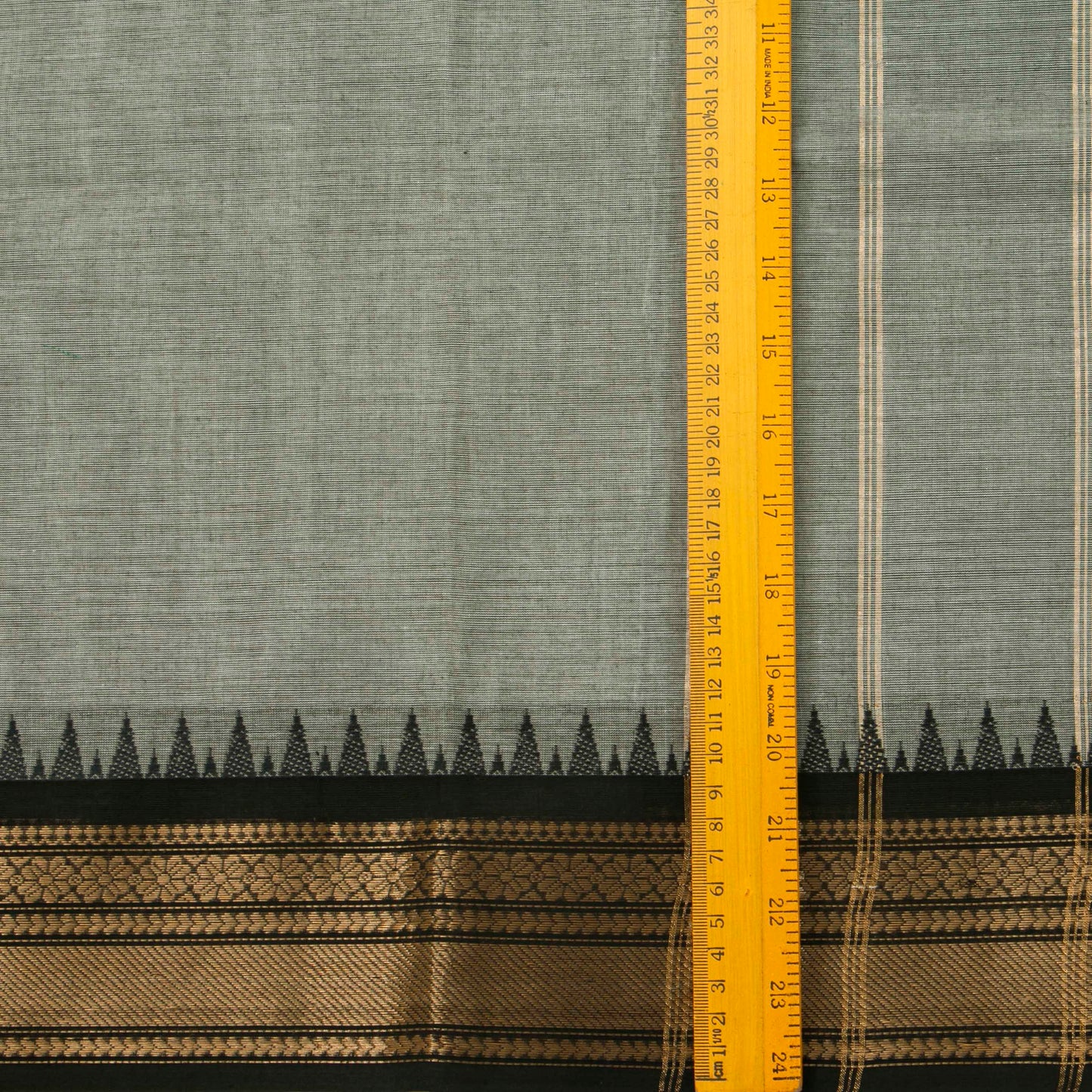 Grey And Black Kanchi Cotton Saree For Office Wear PV MM KC 331