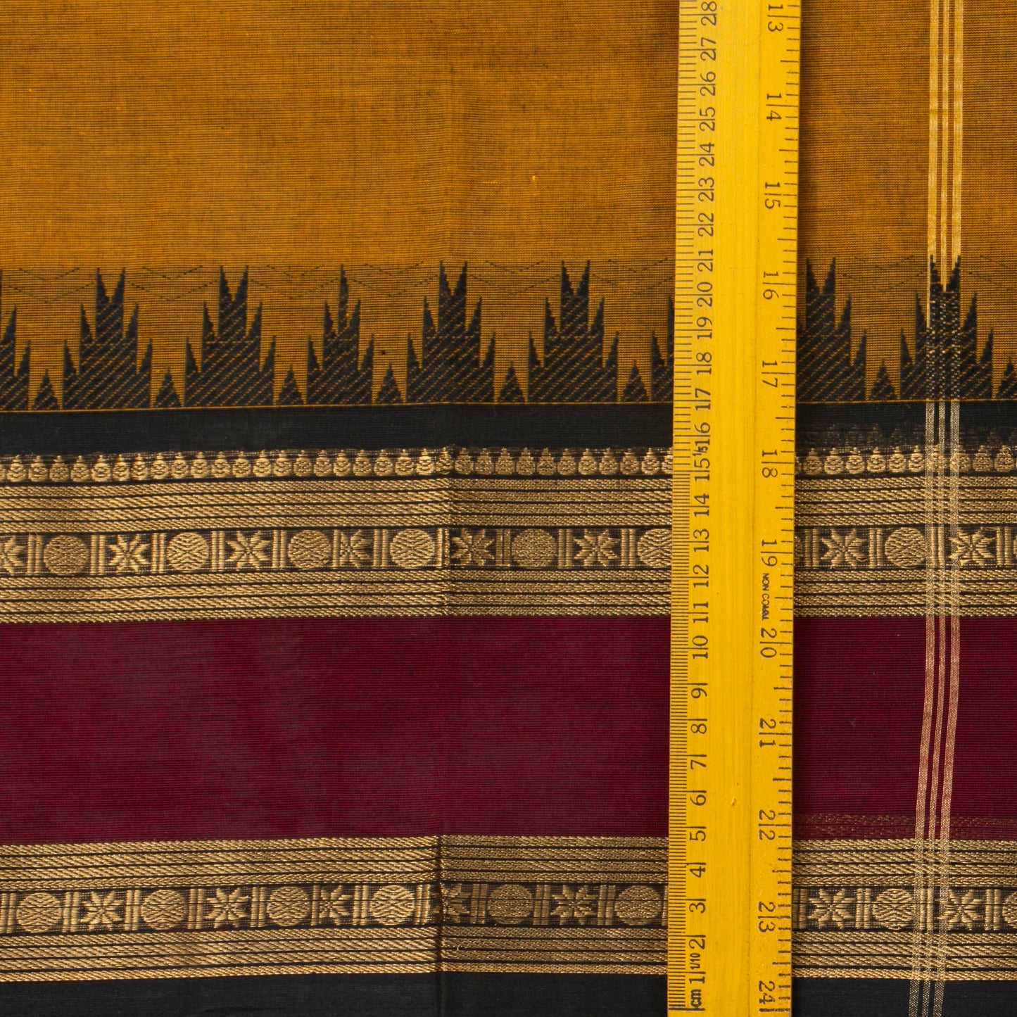 Mustard And Maroon Kanchi Cotton Saree For Festive Wear PV MM KC 370