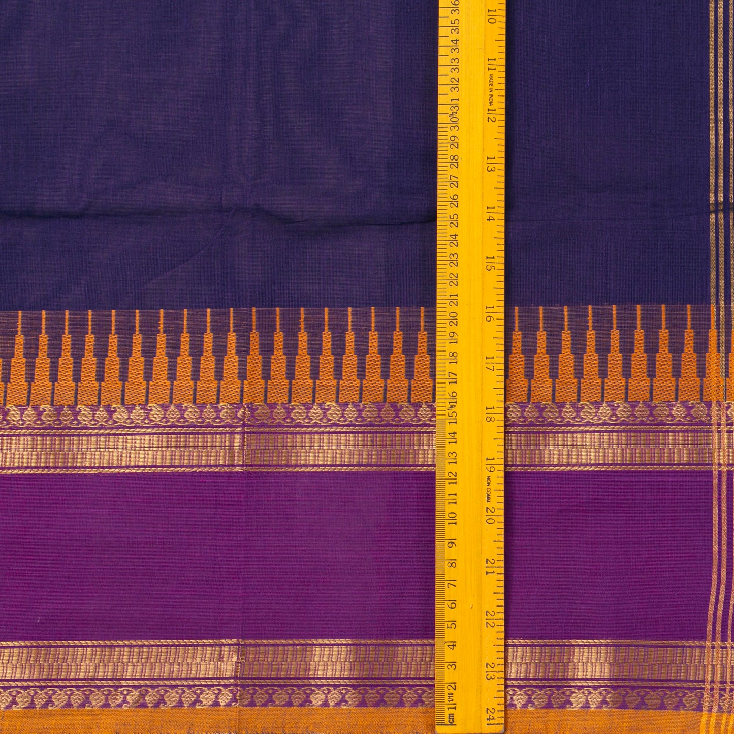 Navy Blue And Magenta Kanchi Cotton Saree For Festive Wear PV MM KC 356