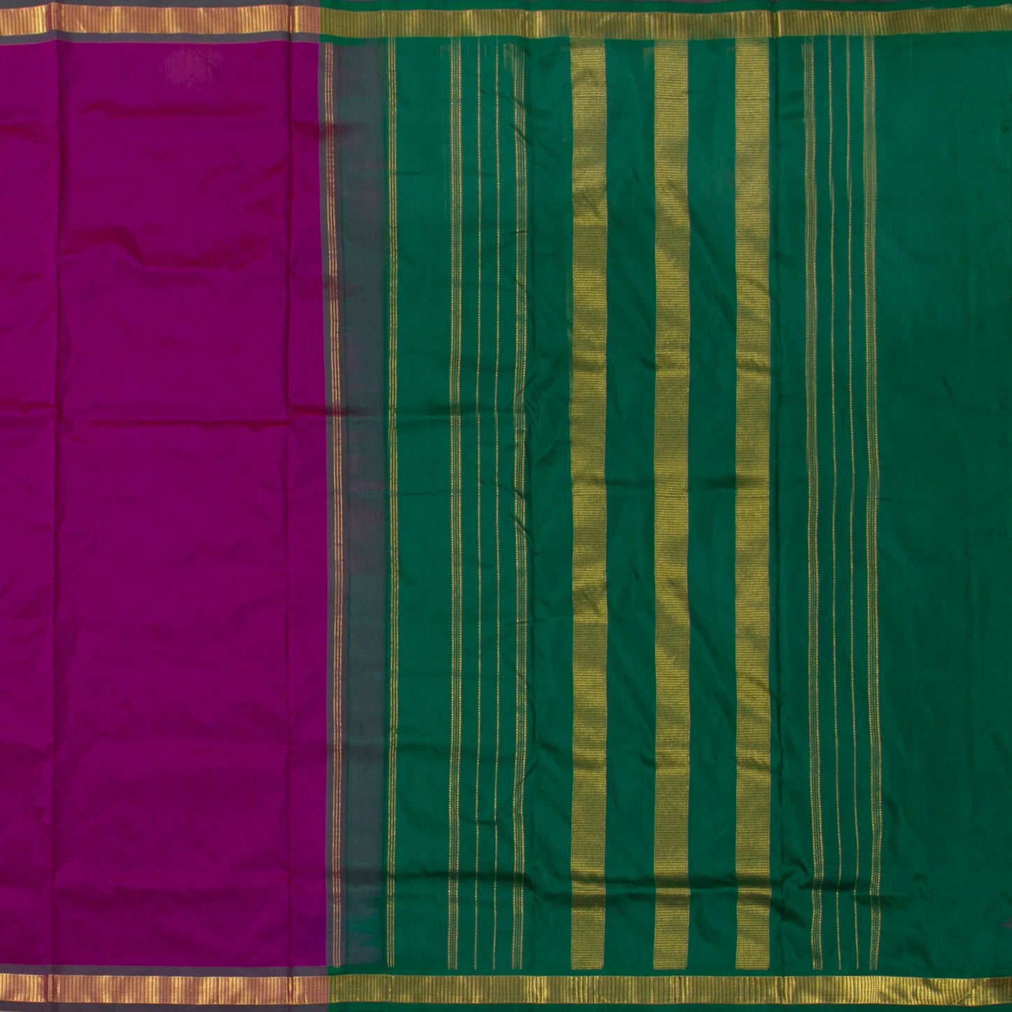 9 Yards Purple And Green Kanchipuram Silk Saree For Festive Wear PV ND 101