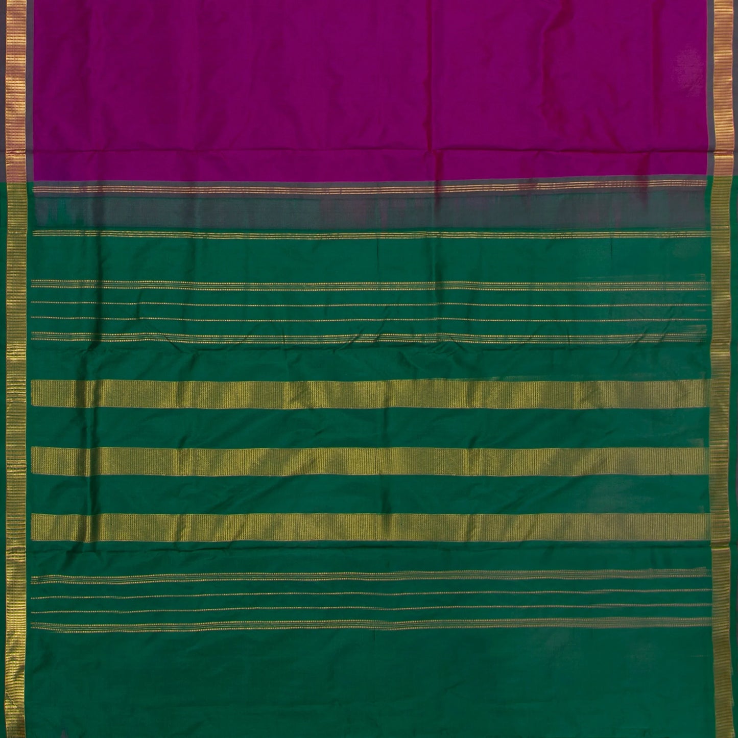 9 Yards Purple And Green Kanchipuram Silk Saree For Festive Wear PV ND 101