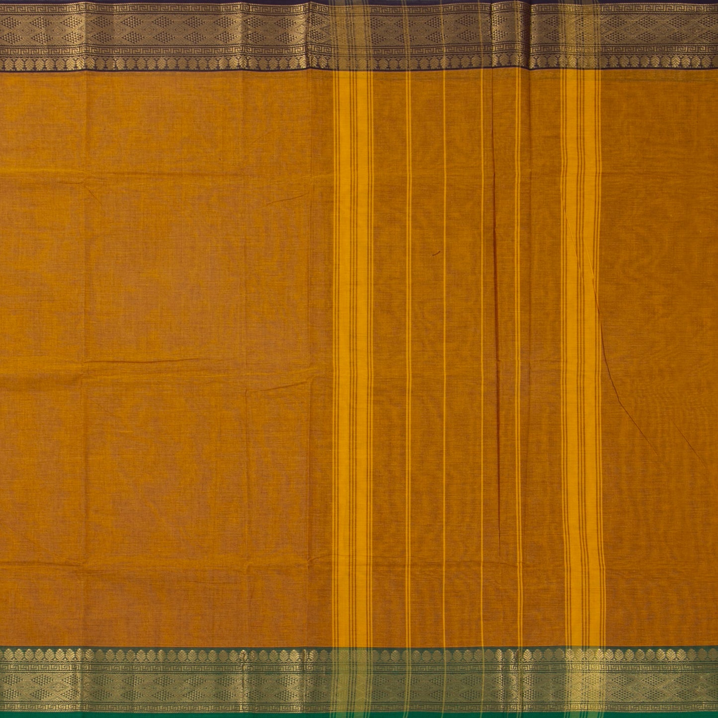Yellow Ochre Kanchi Cotton Saree With Ganga Jamuna Border For Festive Wear PV MM KC 335
