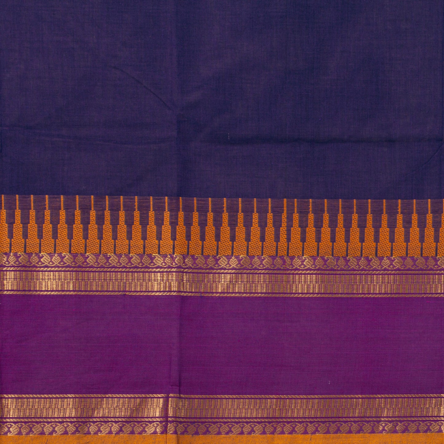 Navy Blue And Magenta Kanchi Cotton Saree For Festive Wear PV MM KC 356