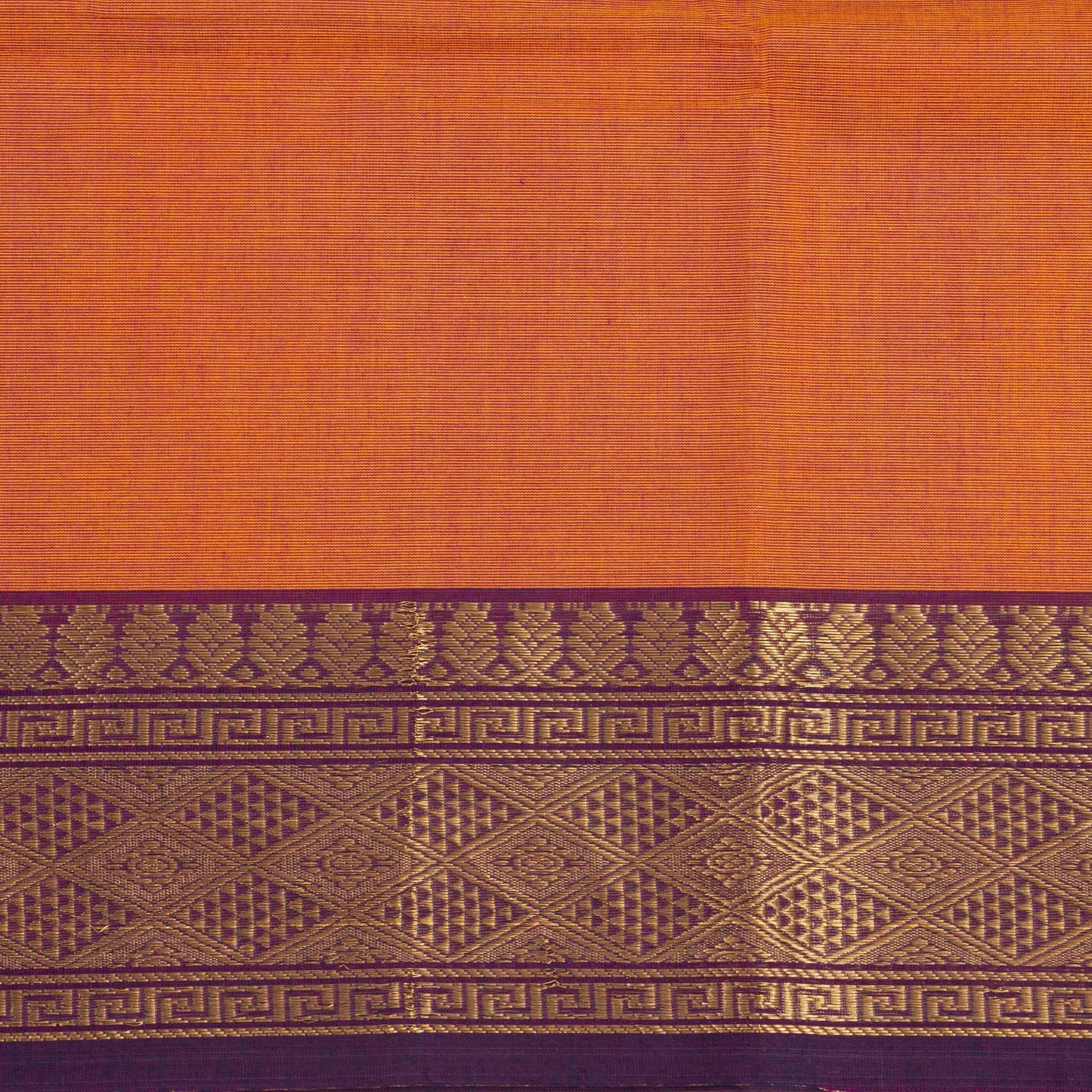 Orange And Green Kanchi Cotton Saree For Festive Wear PV MM KC 328