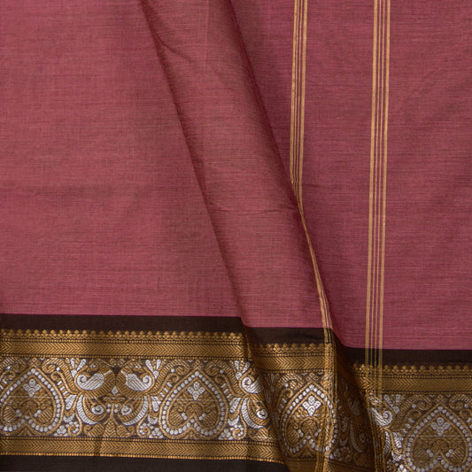Pink And Brown Kanchi Cotton Saree For Festive Wear PV MM KC 736 - Cotton Saree - Panjavarnam PV MM KC 736
