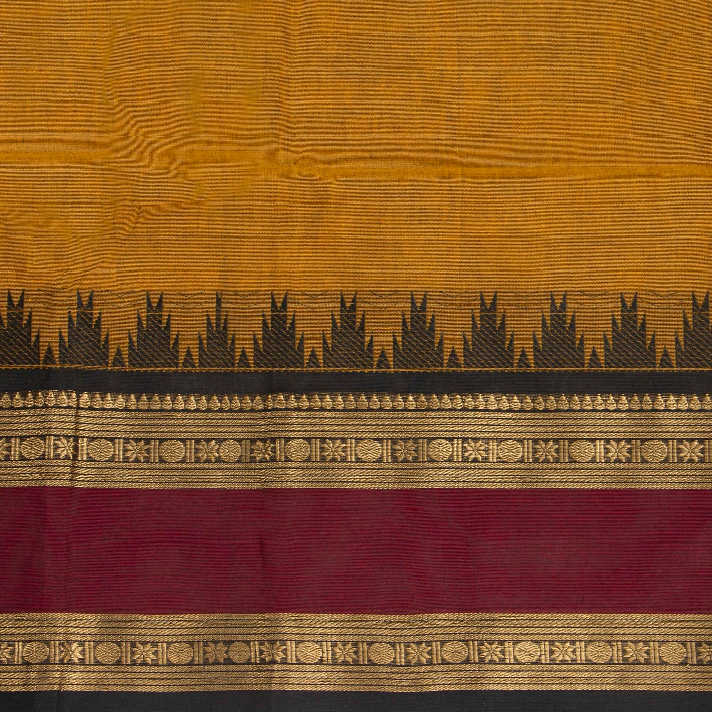 Mustard And Maroon Kanchi Cotton Saree For Festive Wear PV MM KC 370