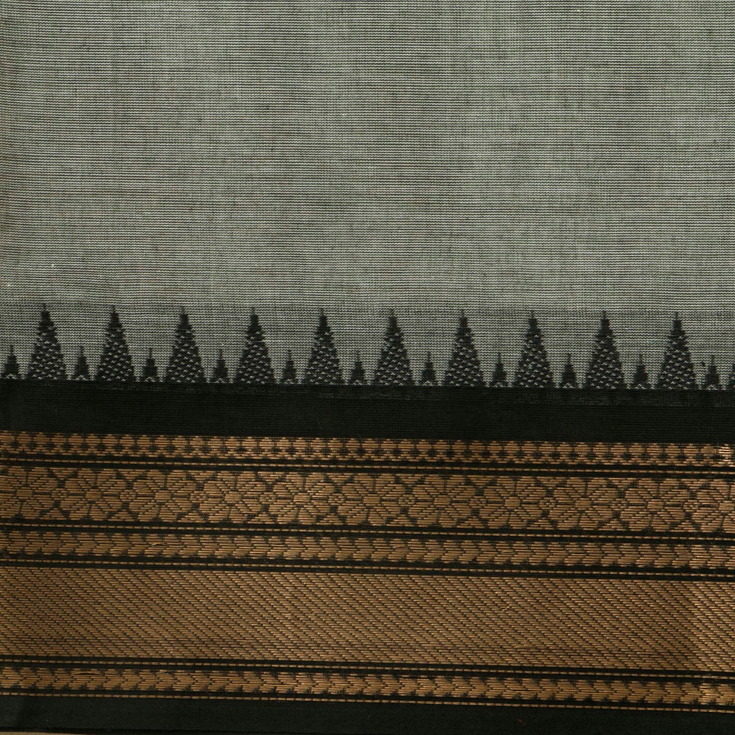 Grey And Black Kanchi Cotton Saree For Office Wear PV MM KC 331