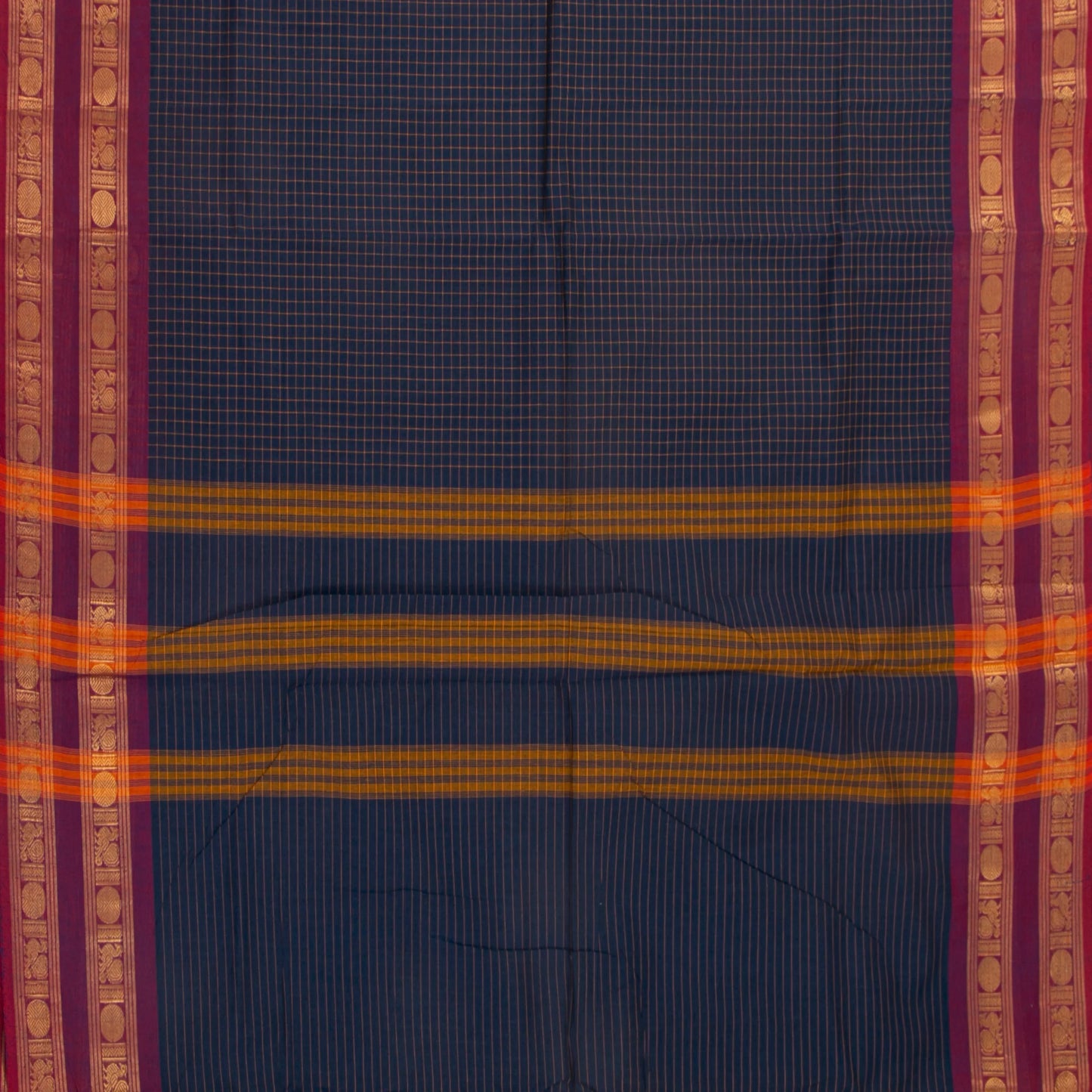 Blue And Magenta Kanchi Cotton Saree For Festive Wear PV MM KC 361