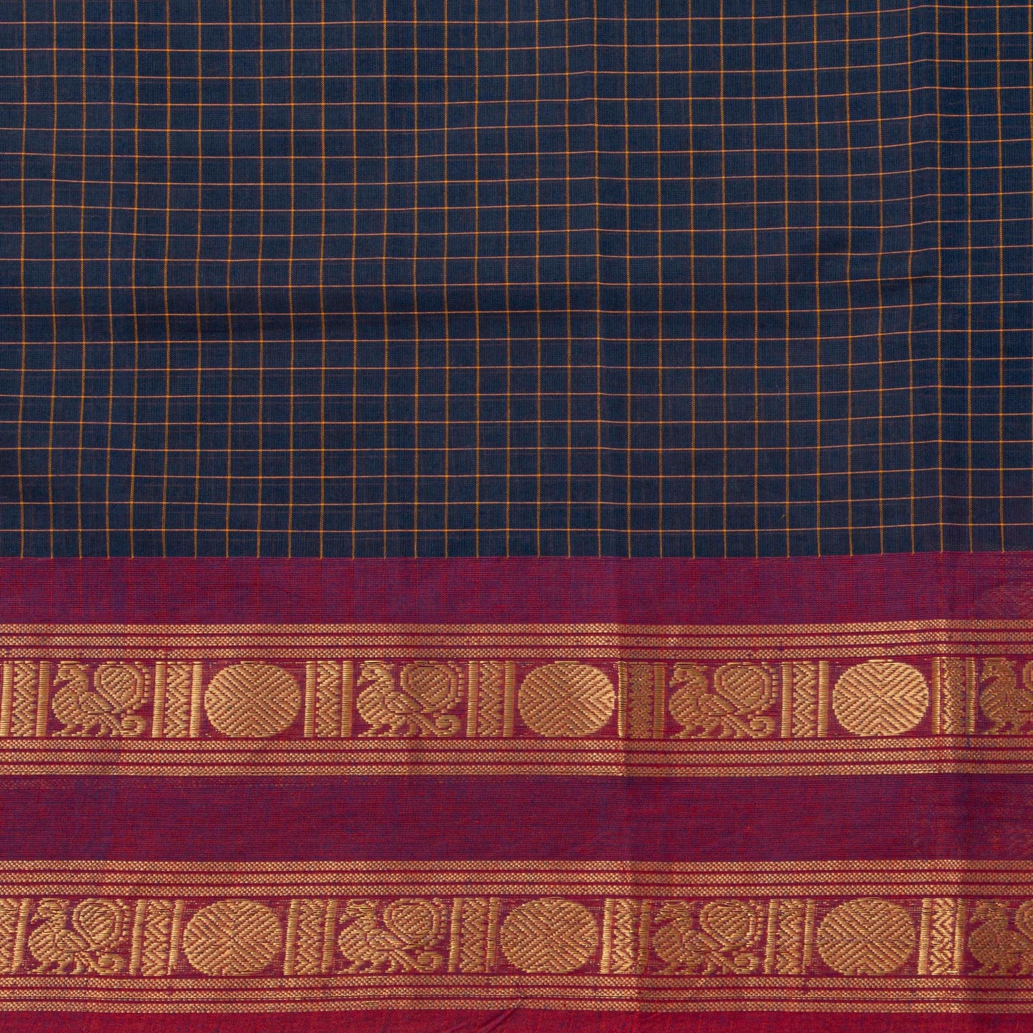 Blue And Magenta Kanchi Cotton Saree For Festive Wear PV MM KC 361