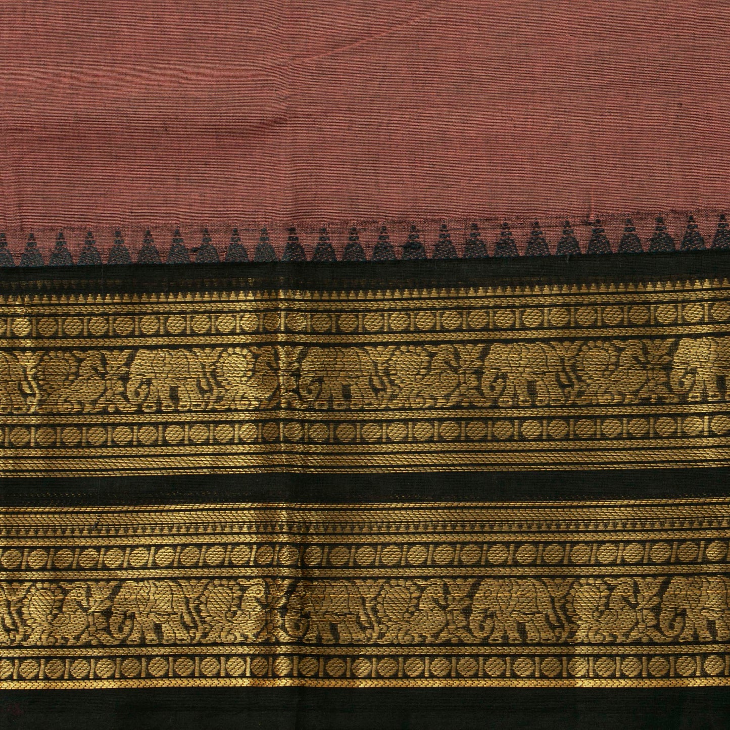 Gheva And Black Kanchi Cotton Saree For Festive Wear PV MM KC 732 - Cotton Saree - Panjavarnam PV MM KC 732