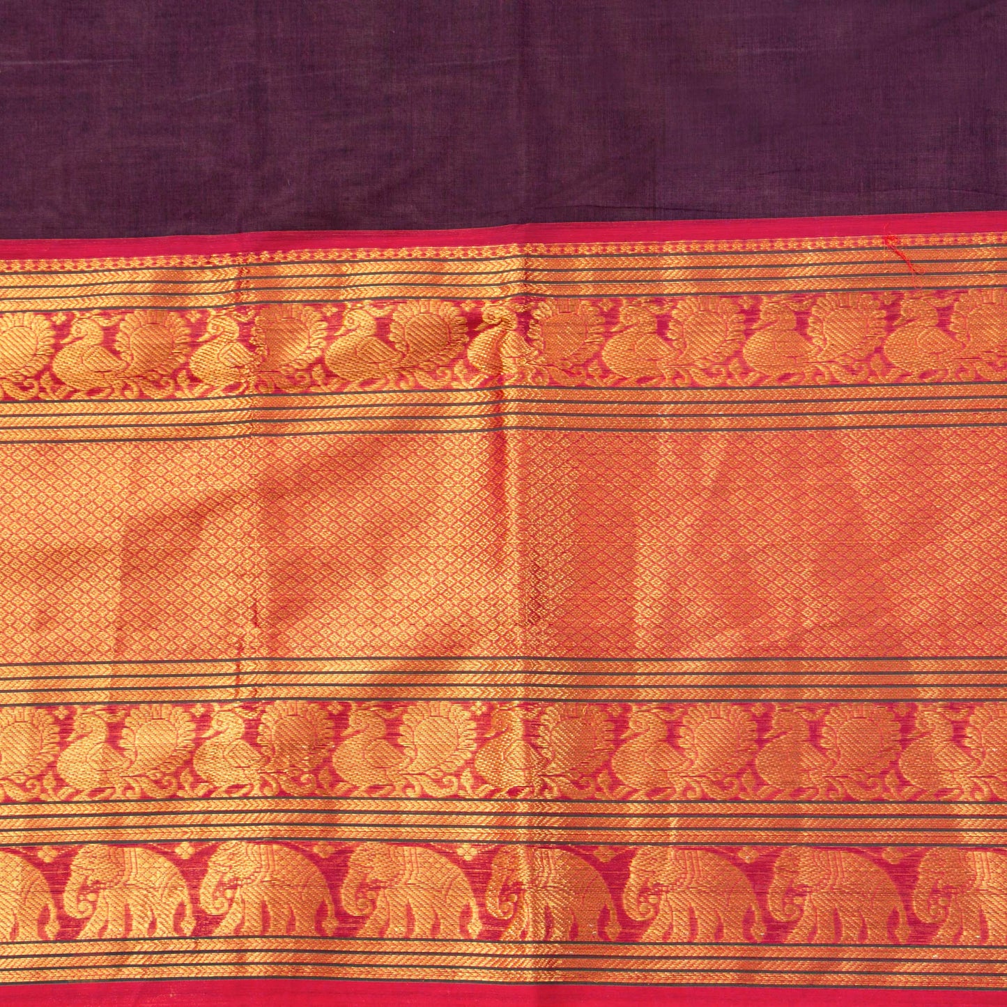 Purple And Pink Kanchi Cotton Saree For Festive Wear PV MM KC 705 - Cotton Saree - Panjavarnam PV MM KC 705