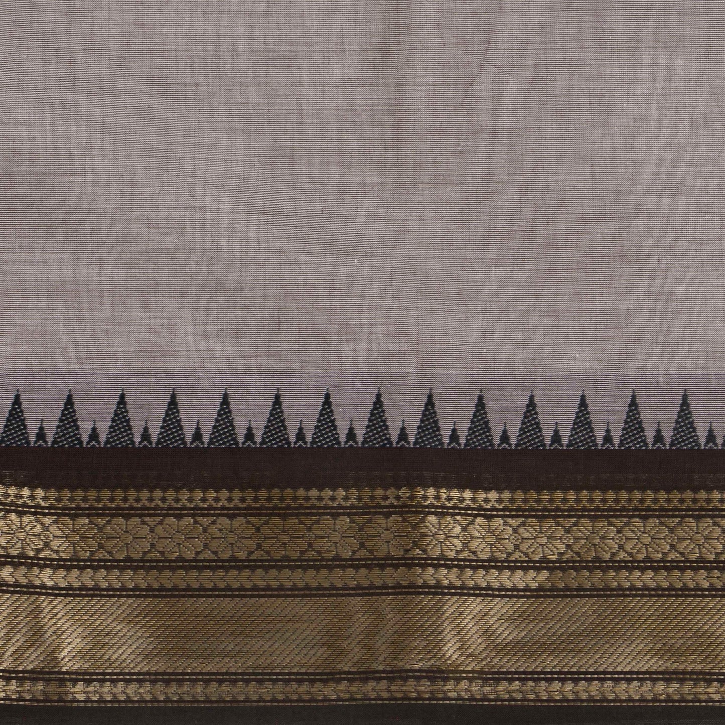 Grey And Black Kanchi Cotton Saree For Office Wear PV MM KC 318