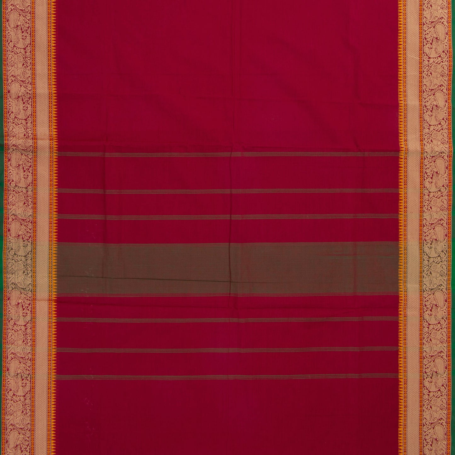 Maroon Kanchi Cotton Saree With Silk Thread Border For Festive Wear PV MM KC 317
