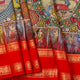 Krishna Leela Themed Handpainted Kalamkari Kanchipuram Silk Saree With Ikkat Pallu For Office Wear PV KAI IKS 101