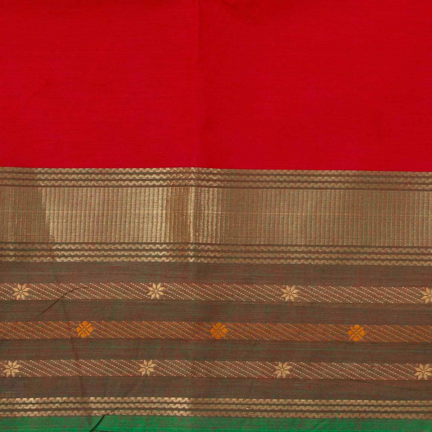 Red, Maroon And Olive Kanchi Cotton Saree For Festive Wear PV MM KC 337