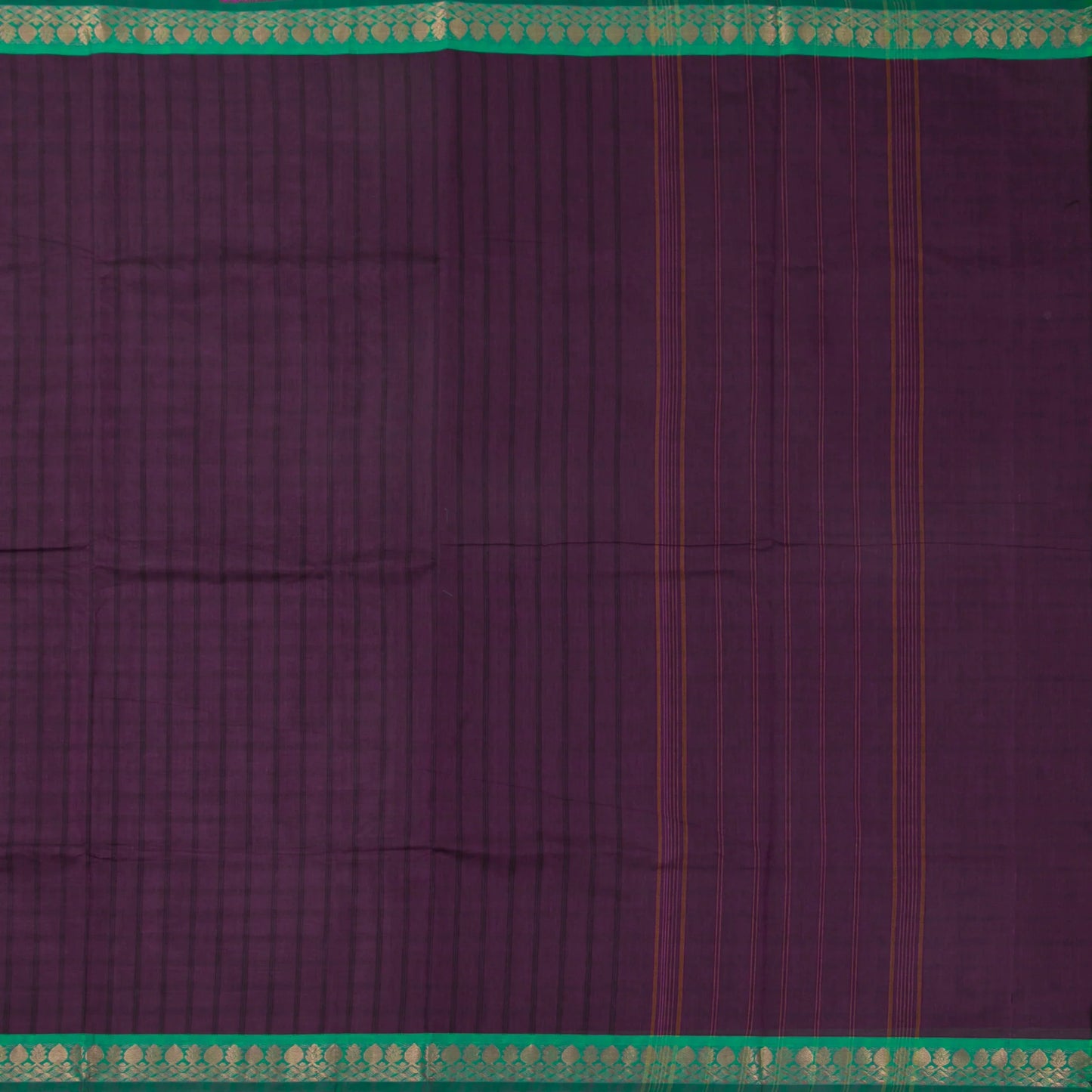 Purple And Teal Kanchi Cotton Saree With Zari Border For Office Wear PV MM KC 376