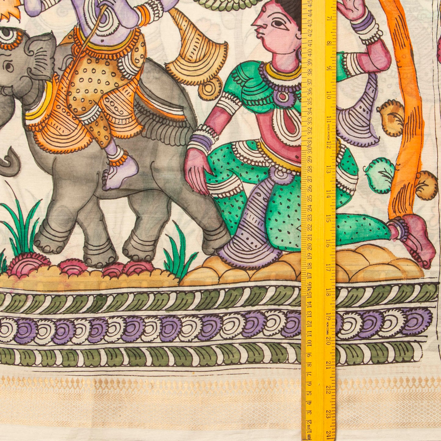 Off White Handpainted Kalamkari Mangalgiri Silk Saree For Office Wear PK MS 84
