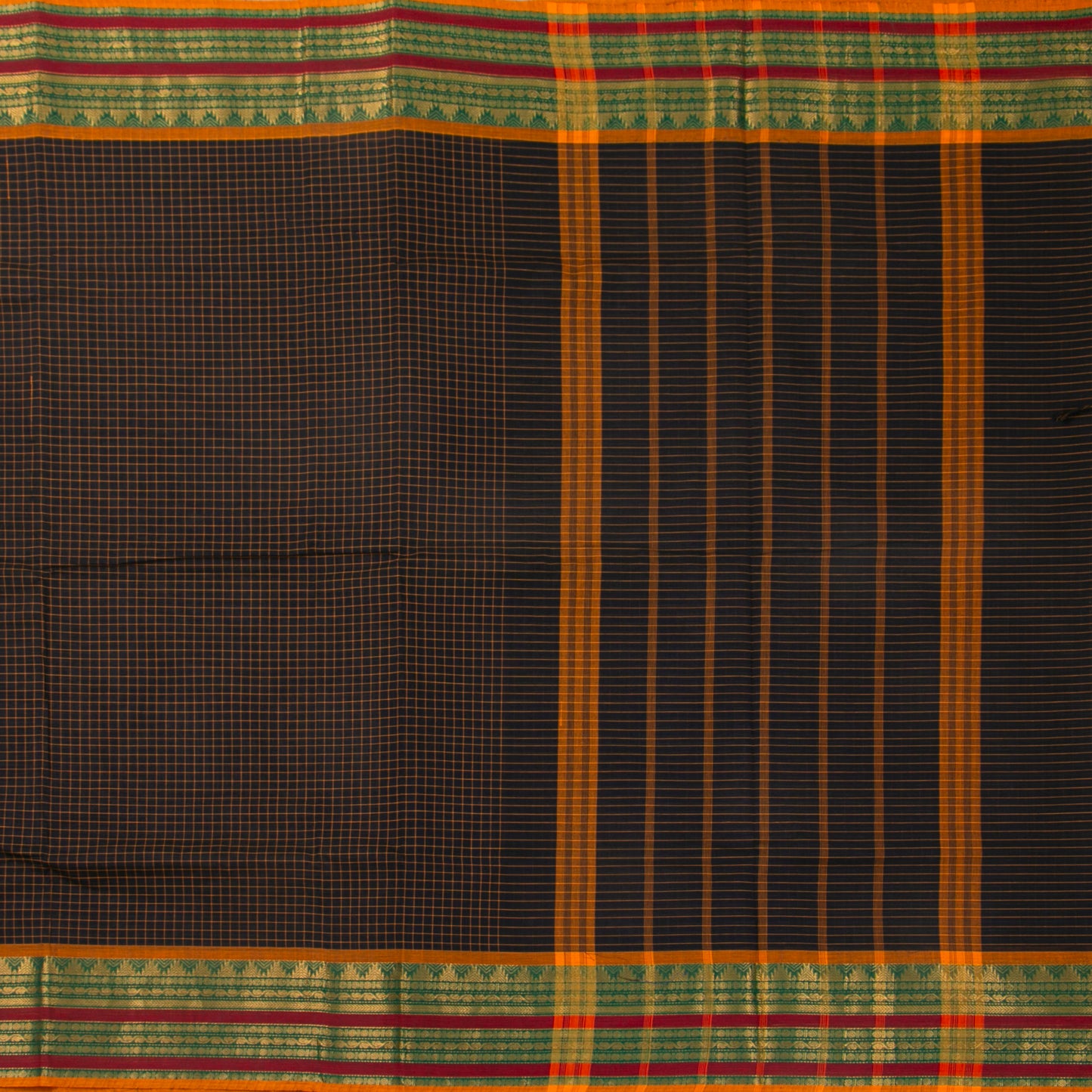 Black And Green Kanchi Cotton Saree For Office Wear PV MM KC 345