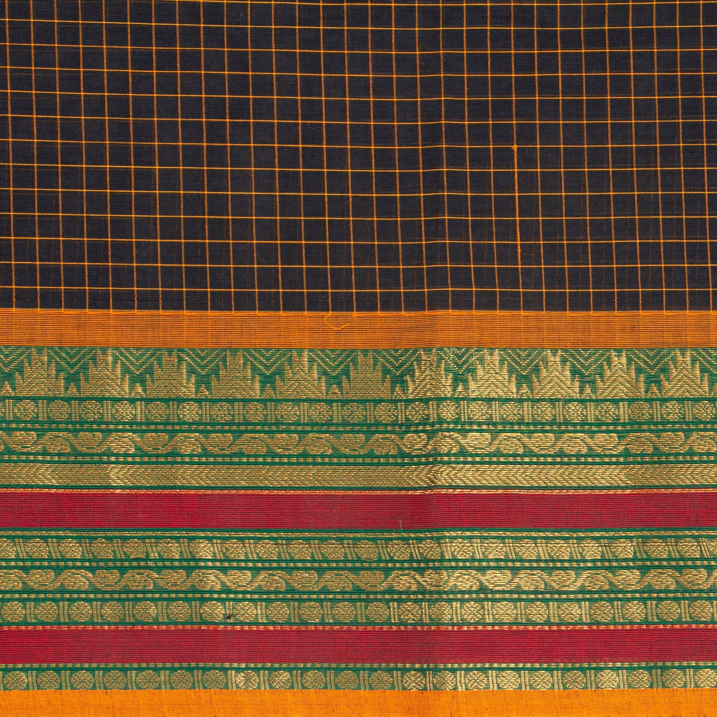 Black And Green Kanchi Cotton Saree For Office Wear PV MM KC 345