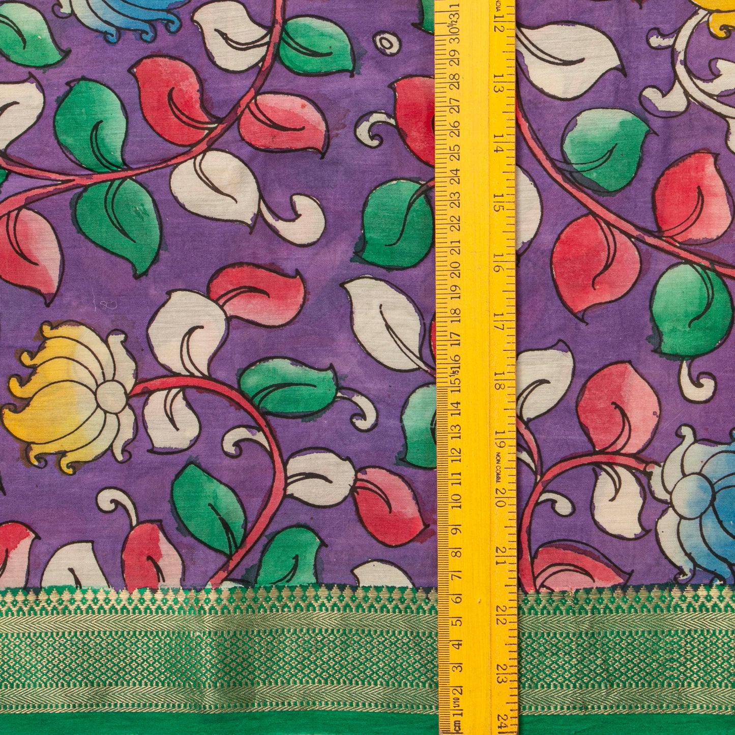 Dasavatharam Themed Purple And Green Handpainted Kalamkari Mangalgiri Silk Saree For Office Wear PV KMS SRK 108