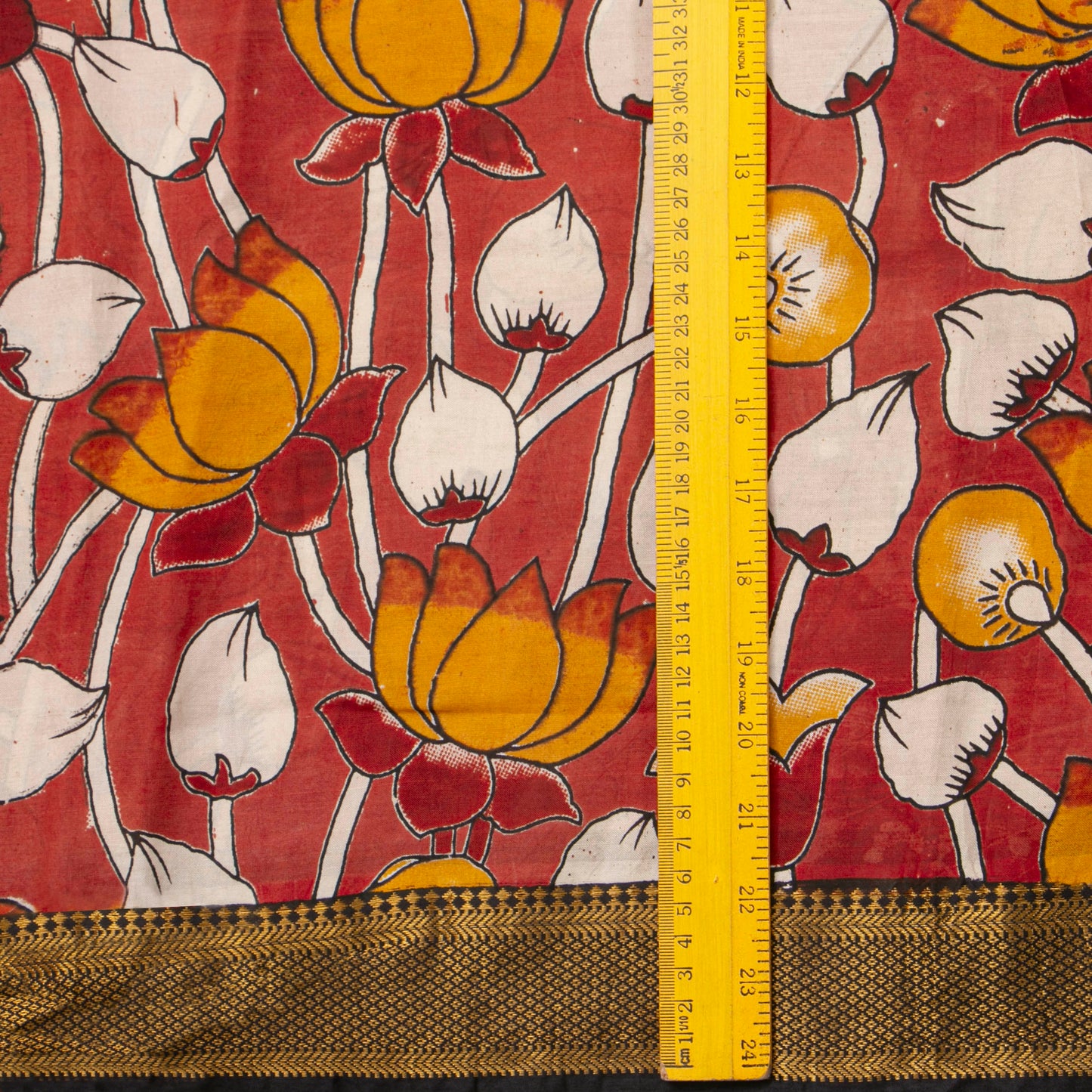 Red And Black Kalamkari Mangalgiri Silk Saree For Office Wear PV MG 112