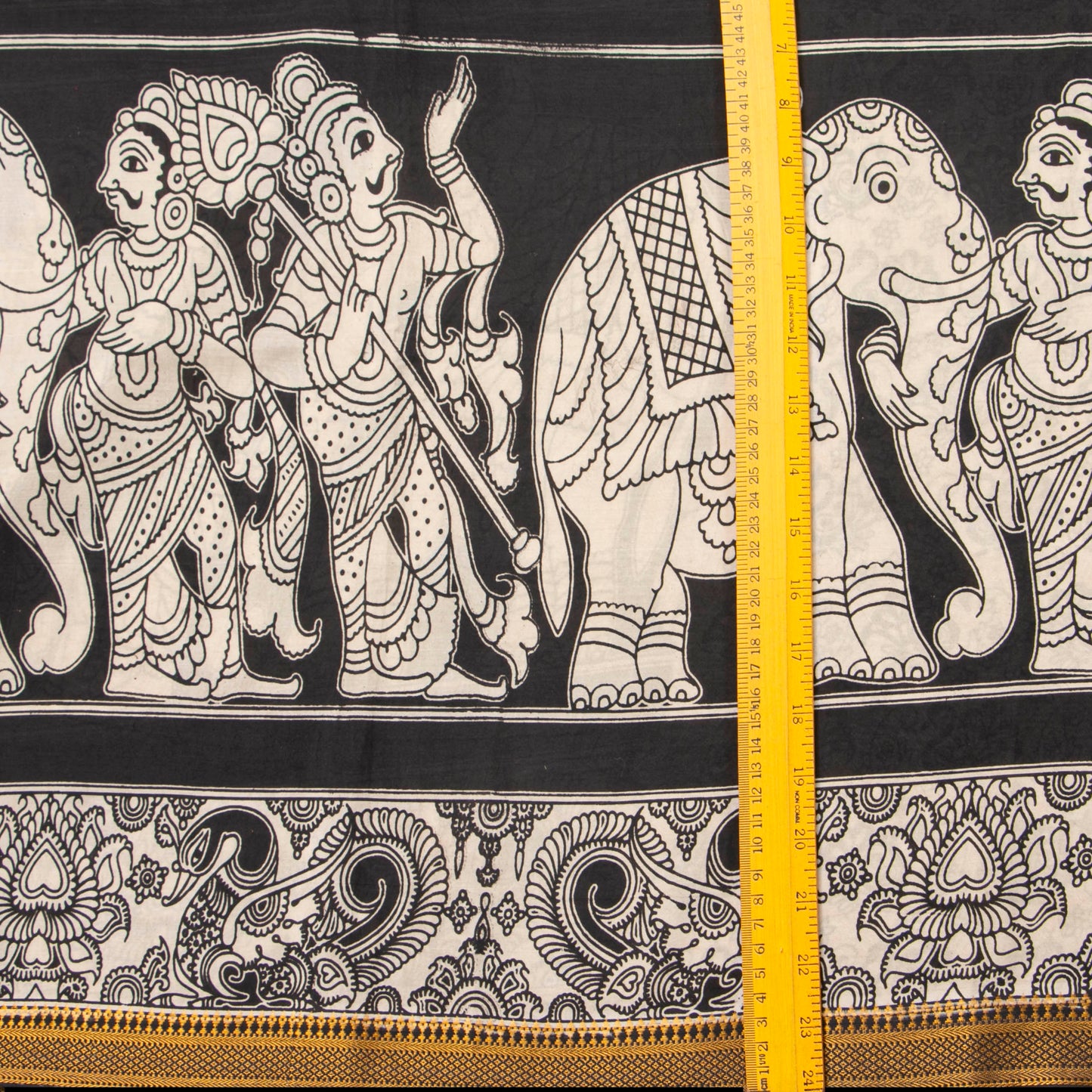 Monochrome Kalamkari Mangalgiri Silk Saree For Office Wear PV MG 121