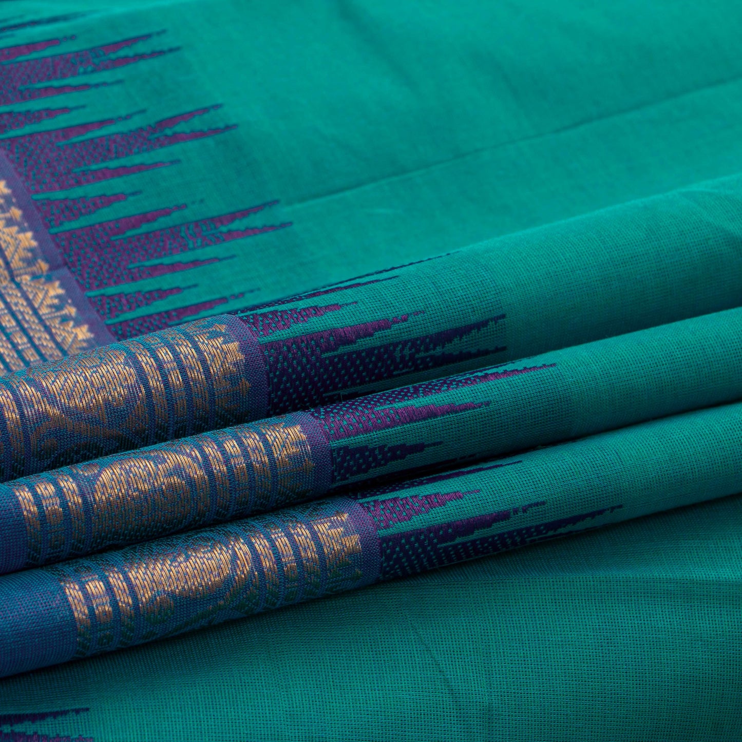 Teal And Blue Kanchi Cotton Saree For Festive Wear PV MM KC 604