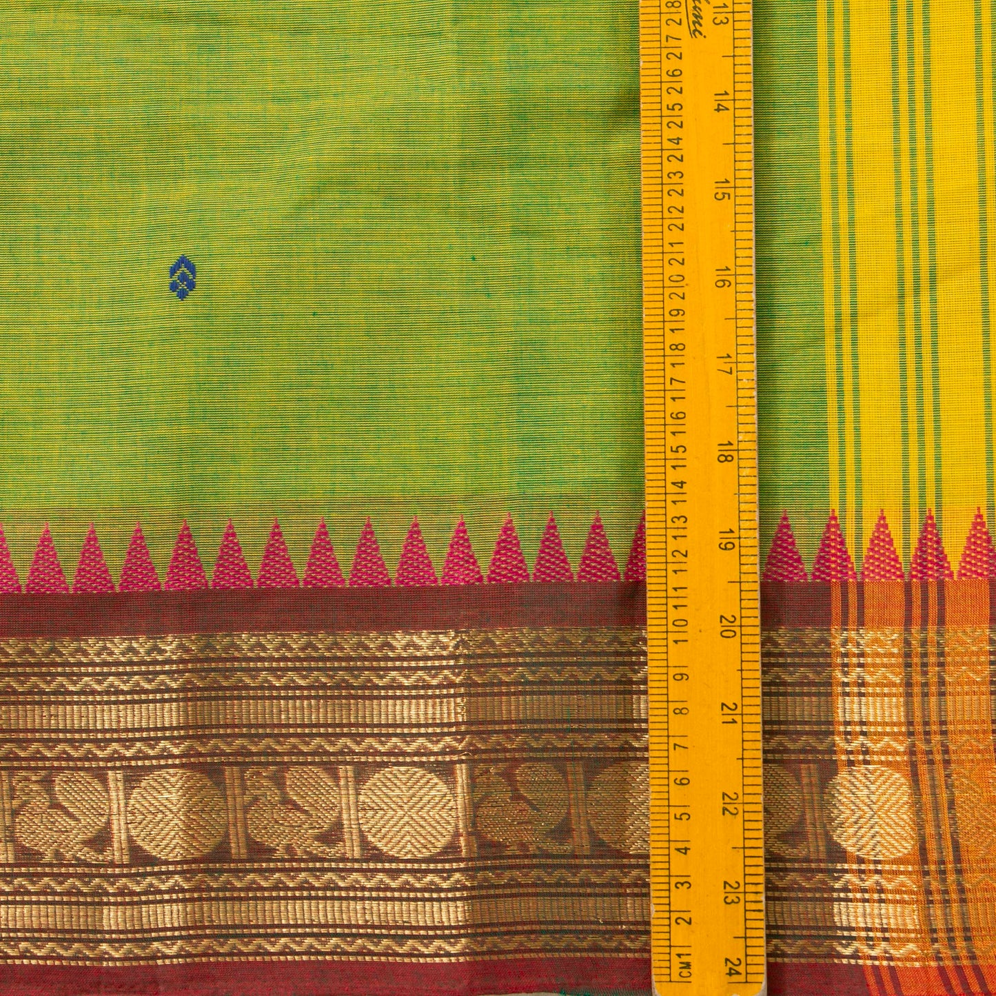 Green Kanchi Cotton Saree Ganga Jamuna Border PV MM KC 170