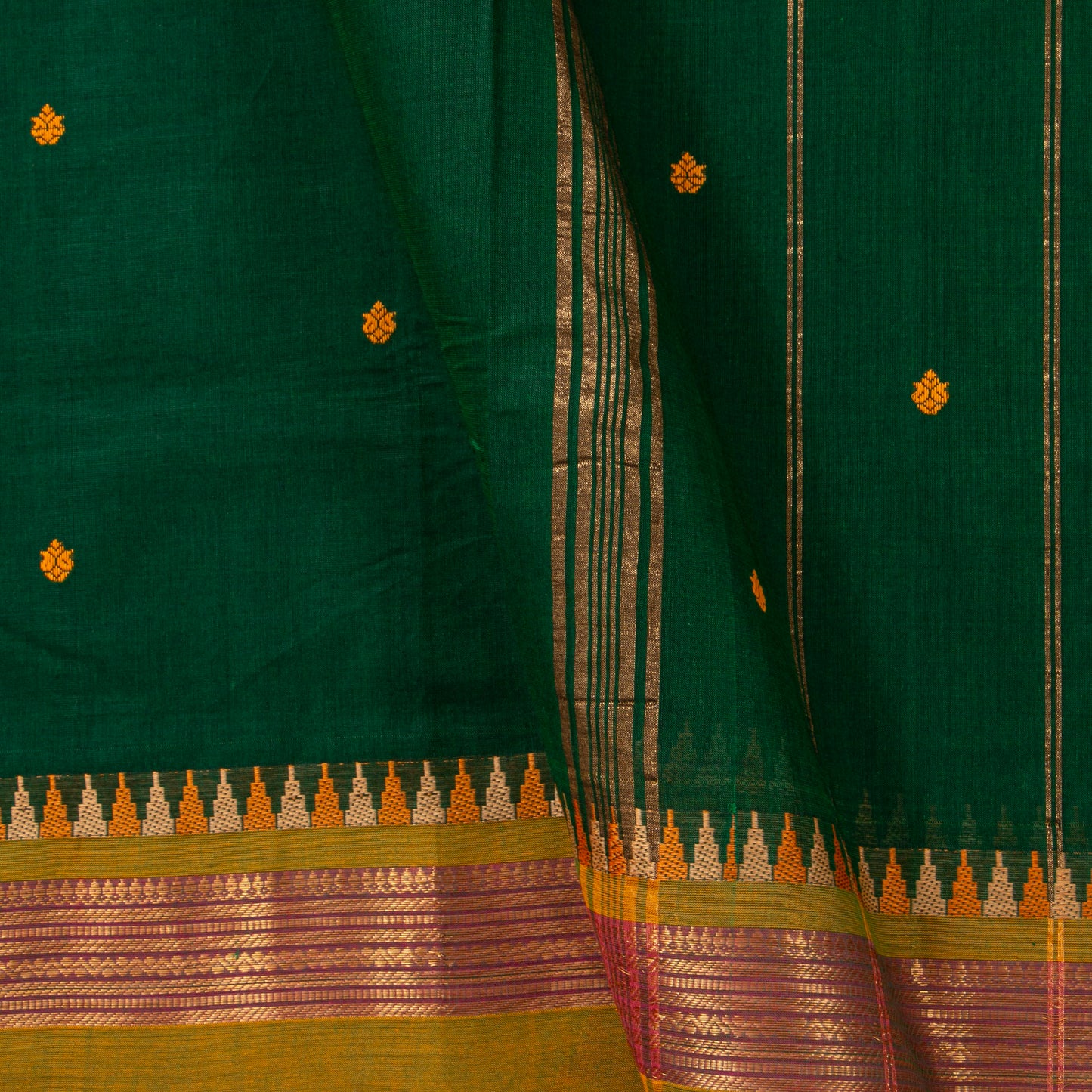Green And Mustard Kanchi Cotton Saree PV MM KC 208